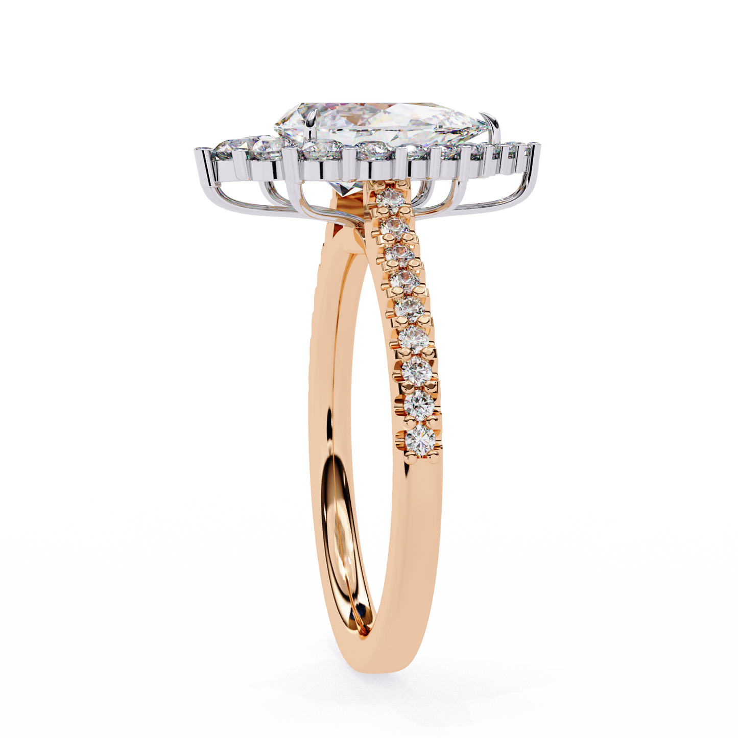 Pear Solitaire band Ring Rose