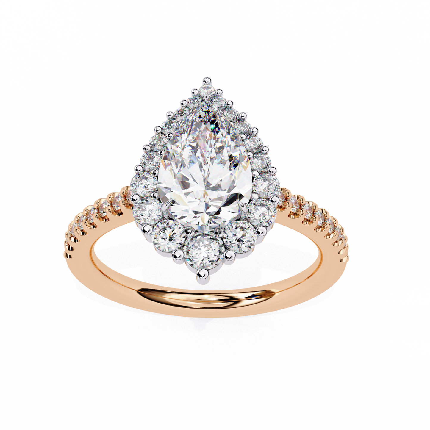 Pear Solitaire band Ring Rose