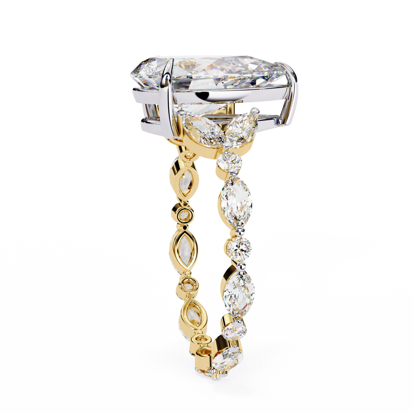 Pear Solitaire Cocktail Ring Yellow