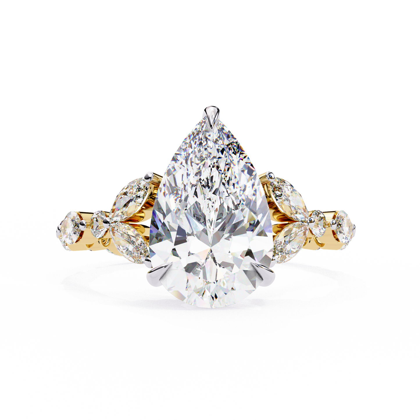 Pear Solitaire Cocktail Ring Yellow