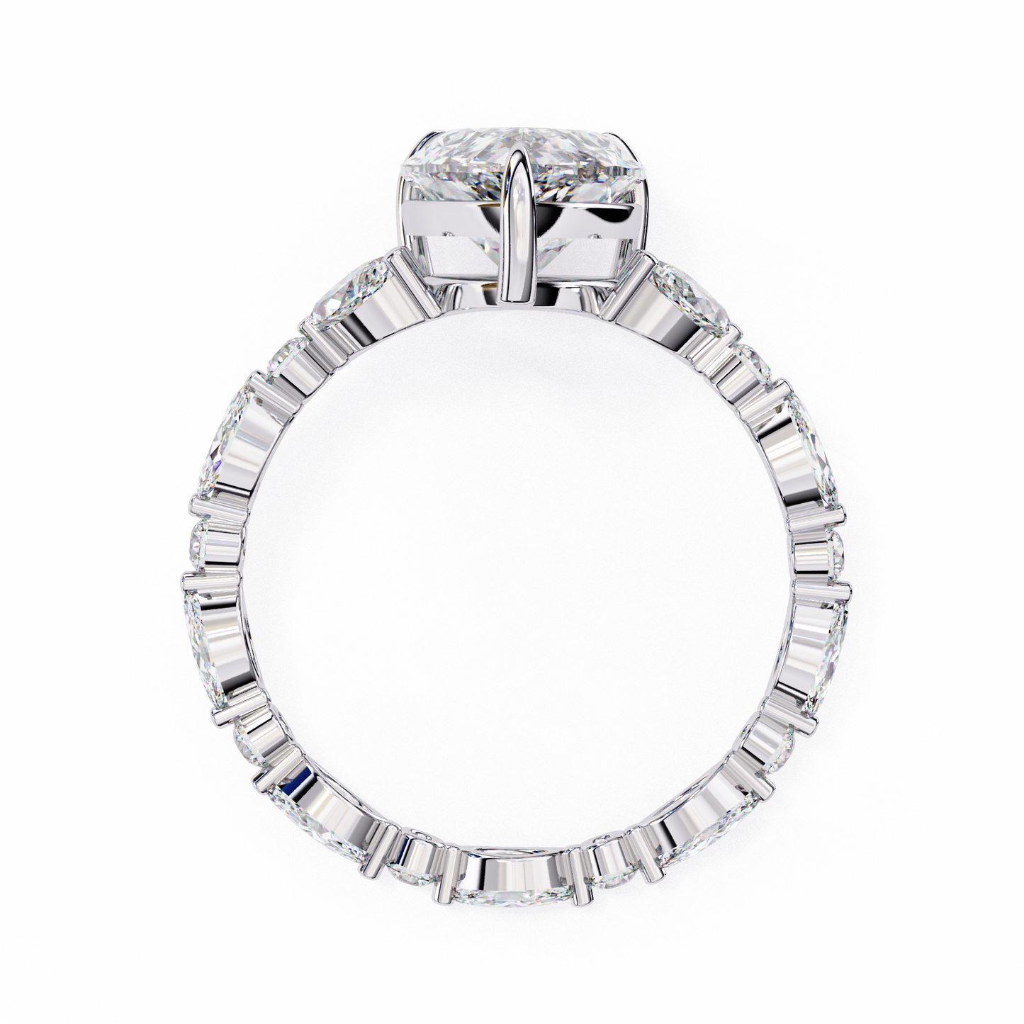 Pear Solitaire Cocktail Ring White