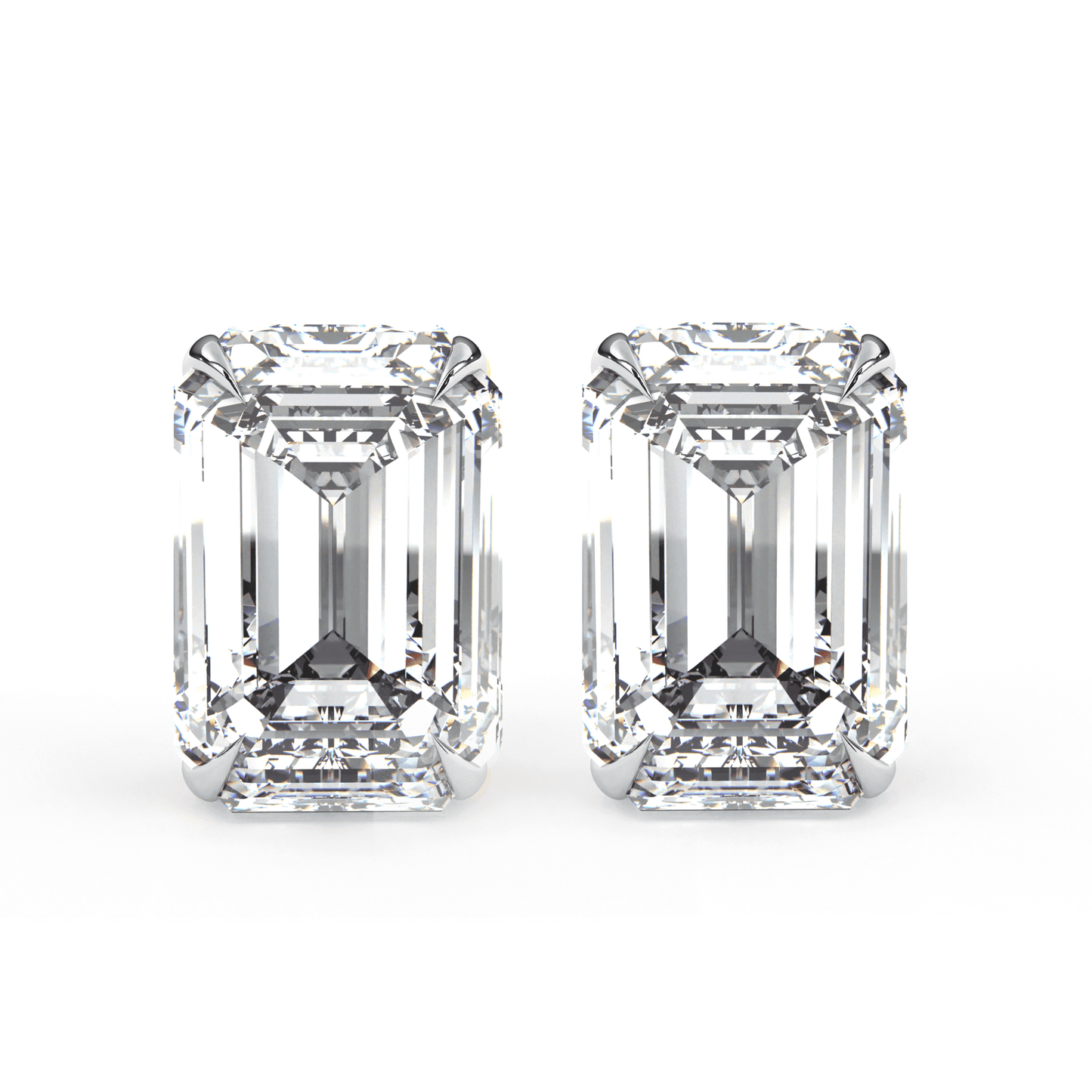 Emerald Solitaires White Earrings