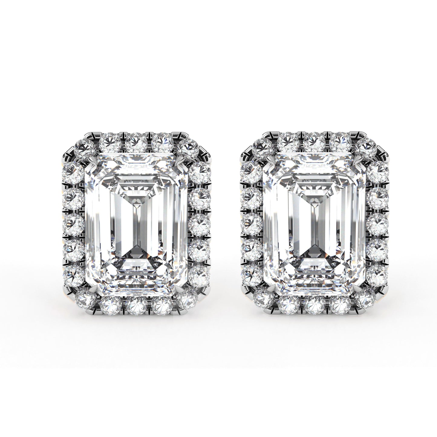 Emerald Halo Solitaire White Gold