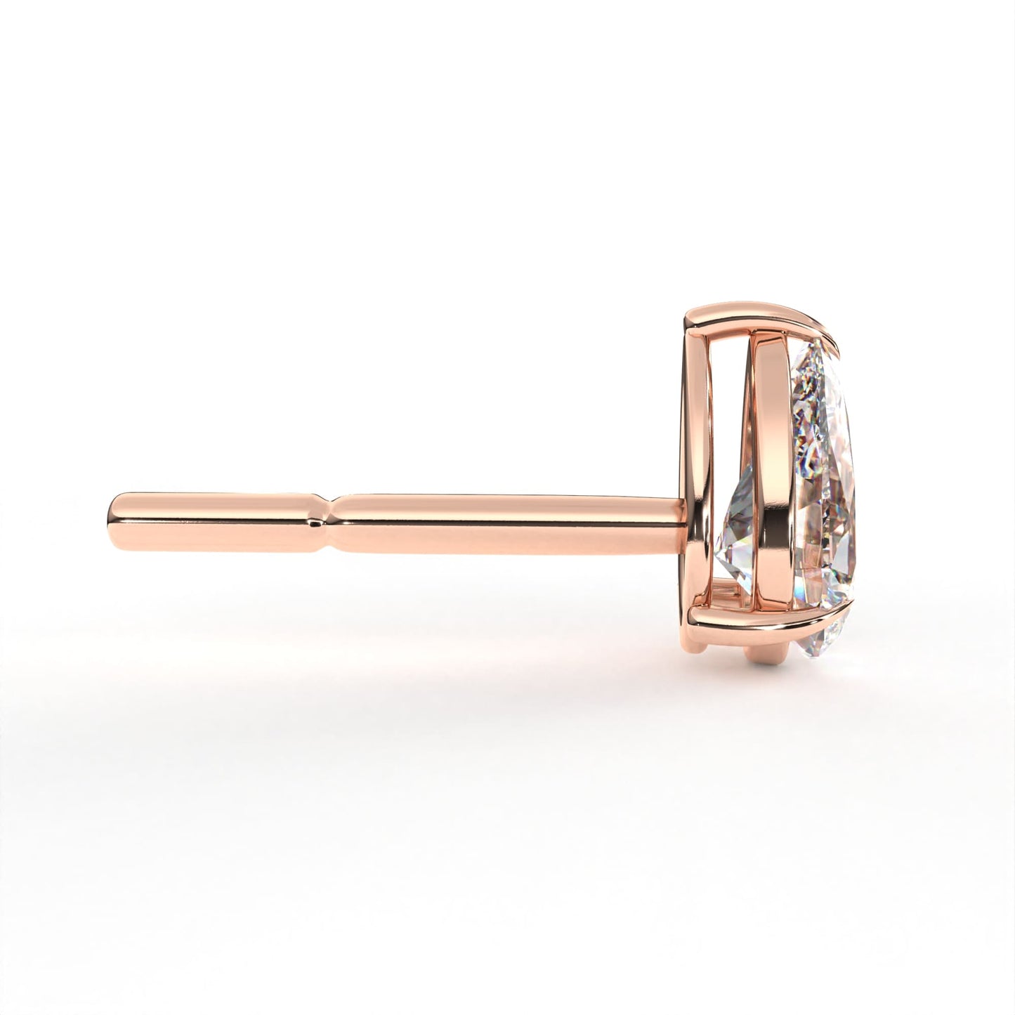 Pear Solitaire Earring Rose