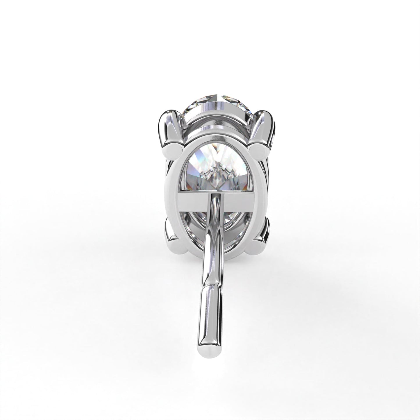 Oval Solitaires White Earring