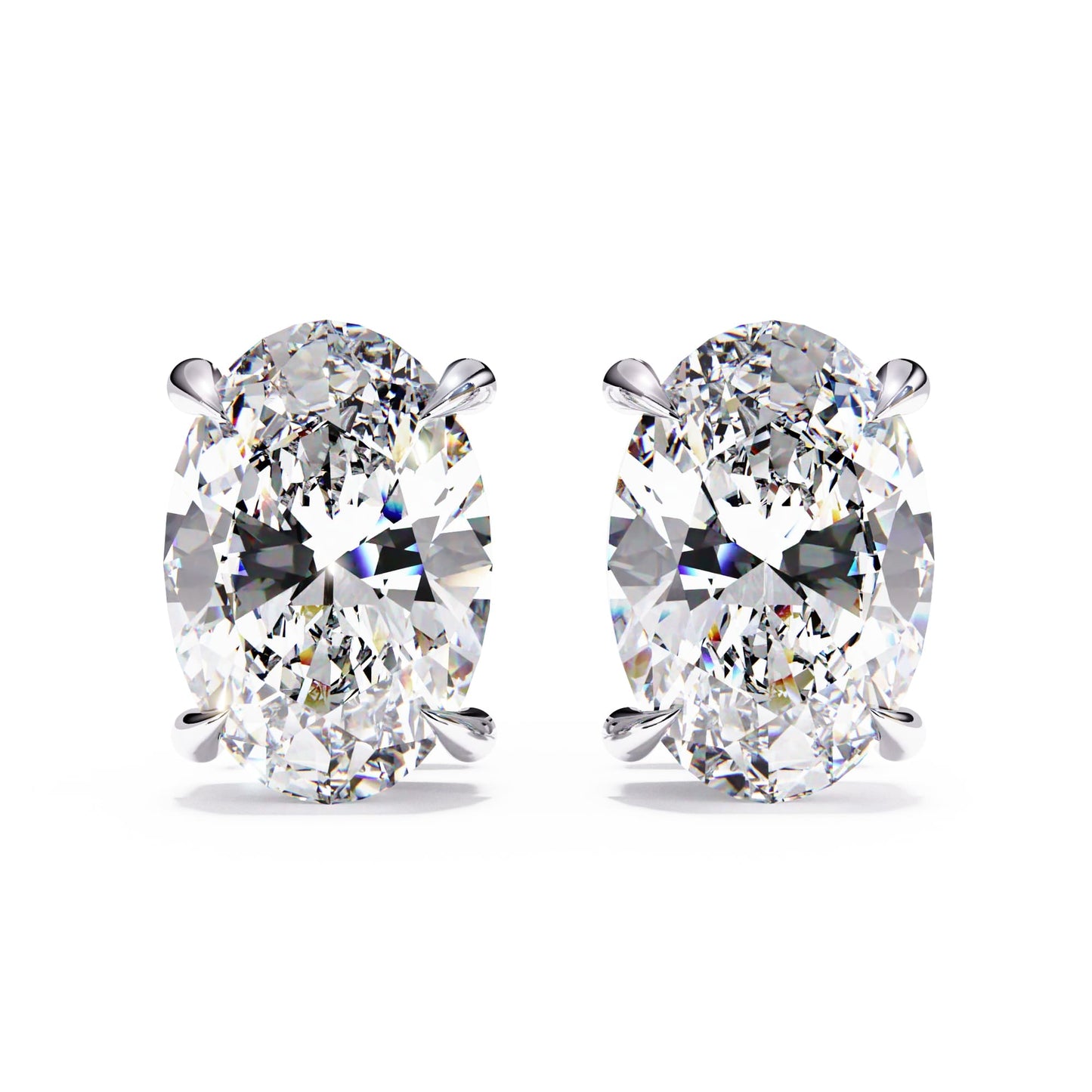 Oval Solitaires White Earring