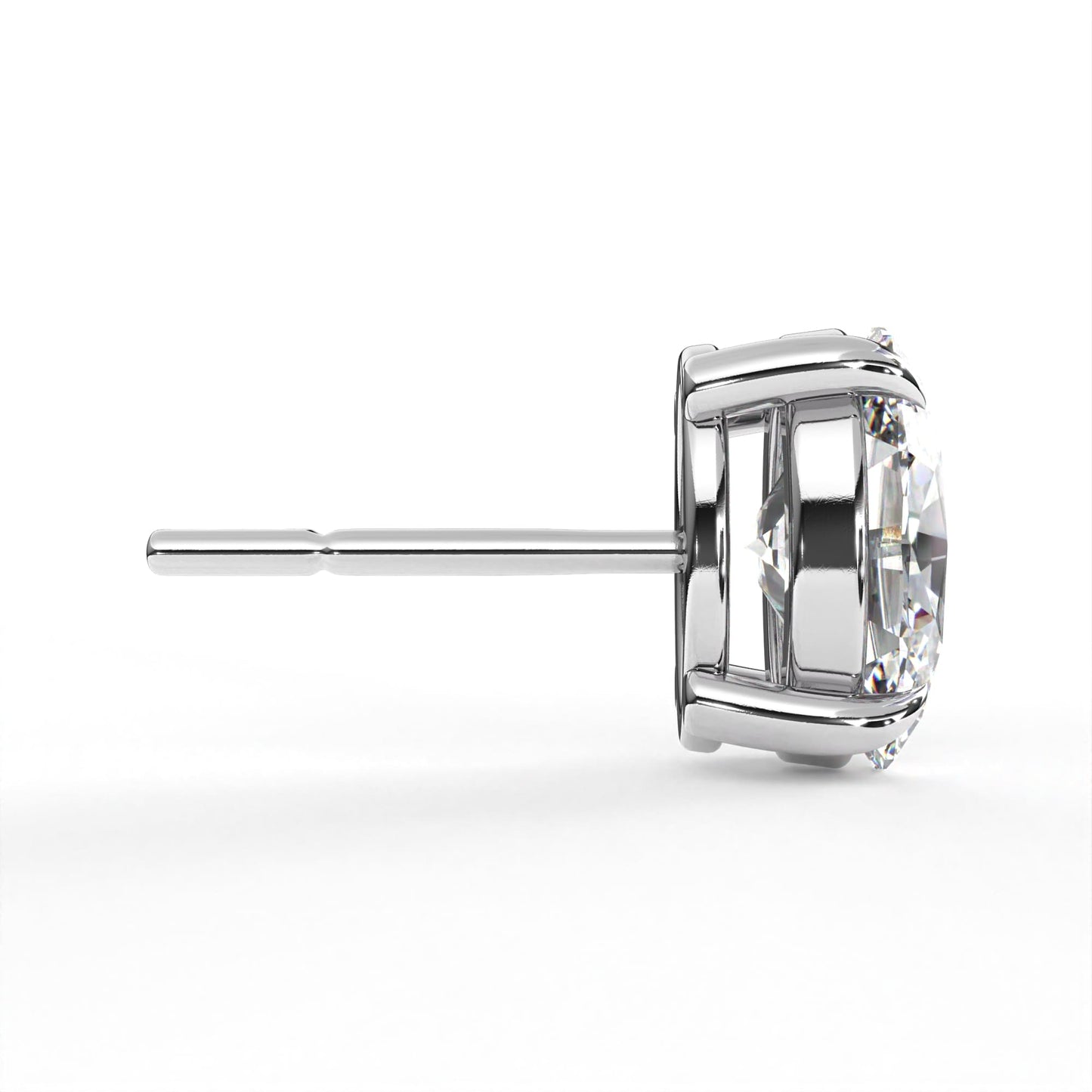 Oval Solitaires White Earring