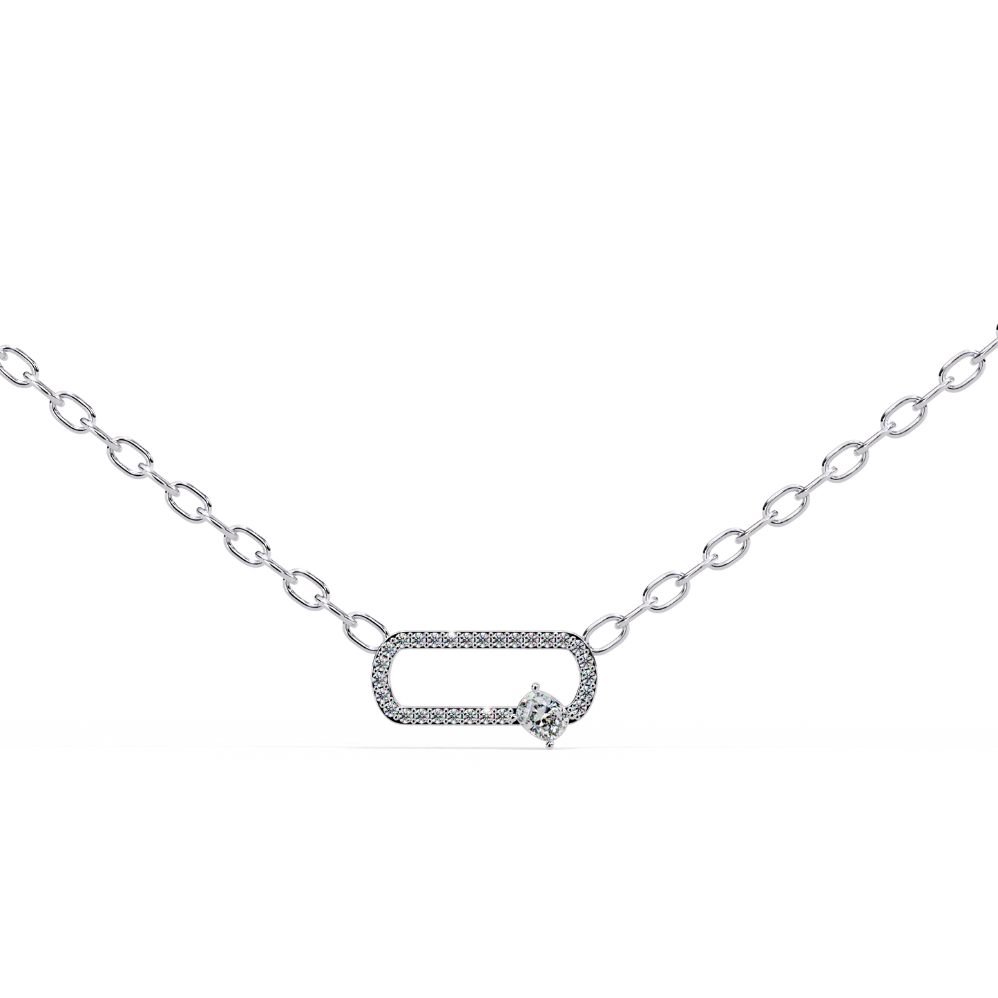 Oval Halo Pendent White