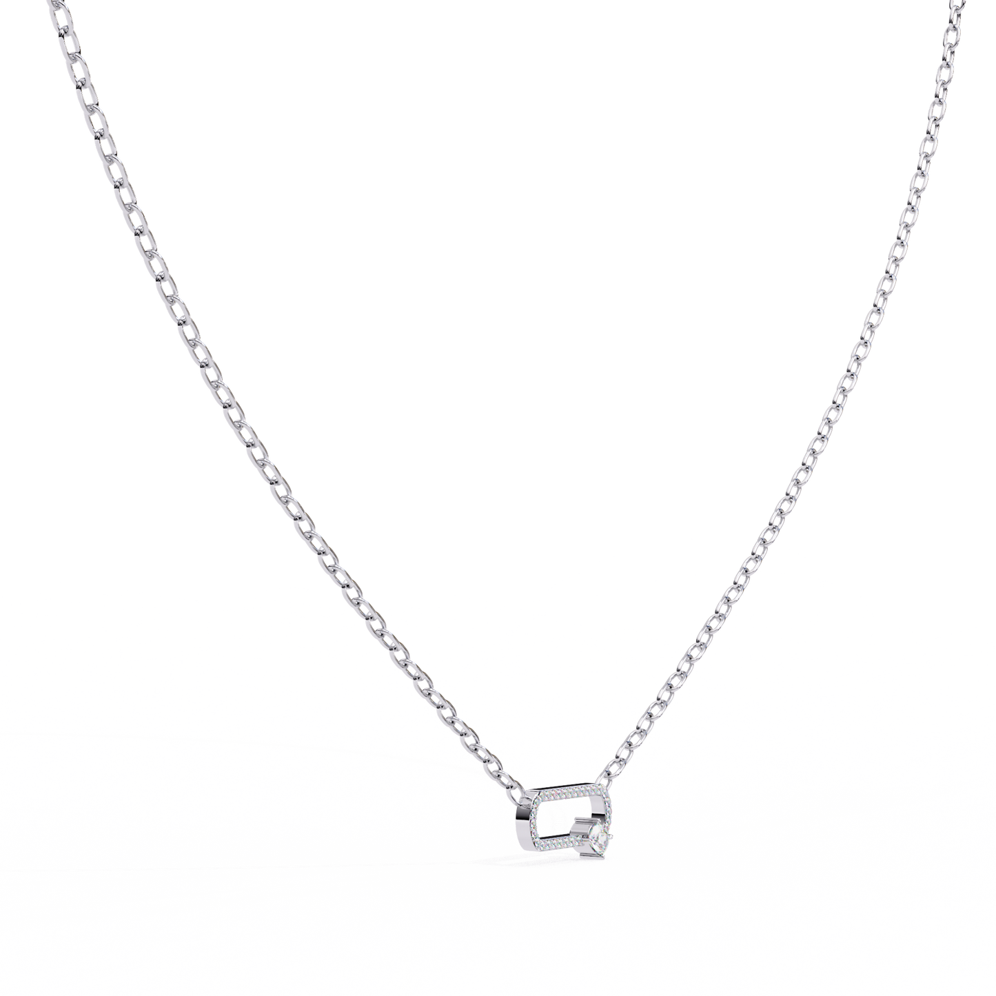 Oval Halo Pendent White