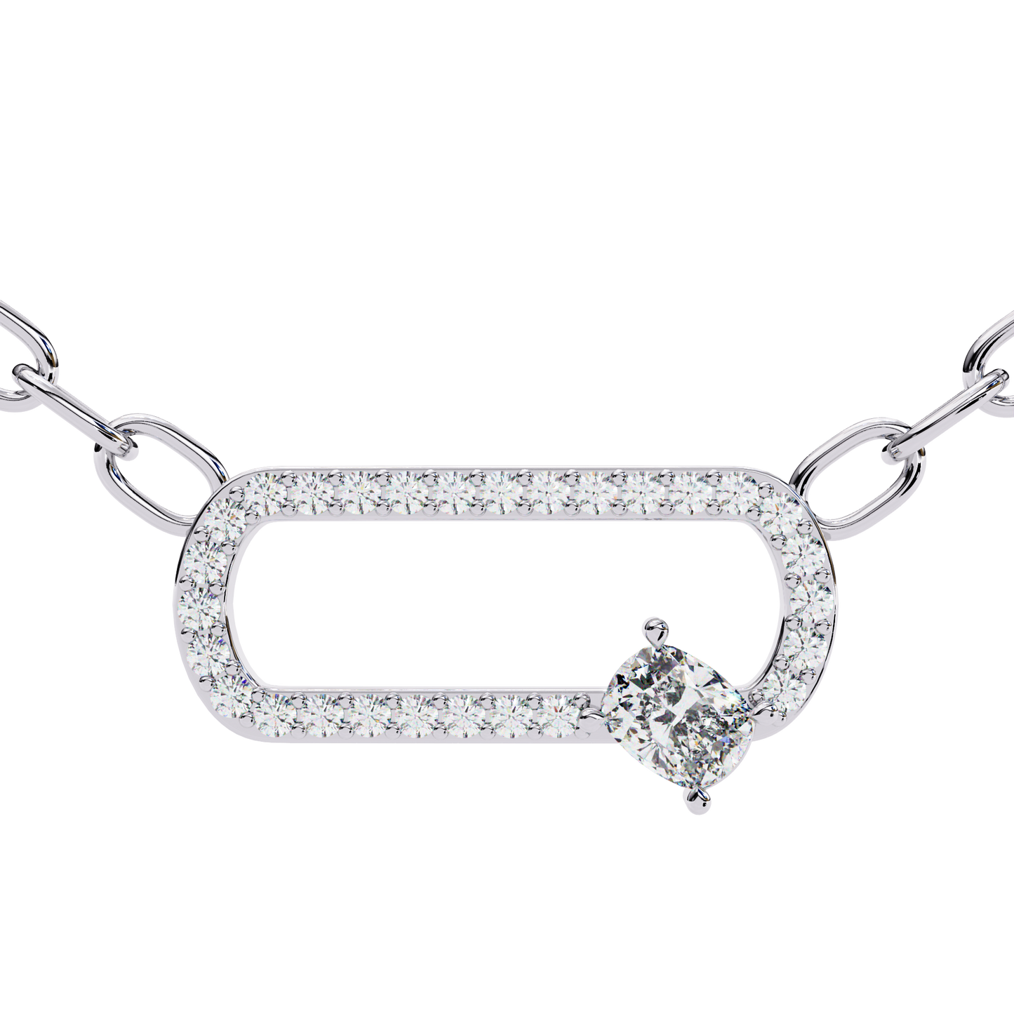 Oval Halo Pendent White