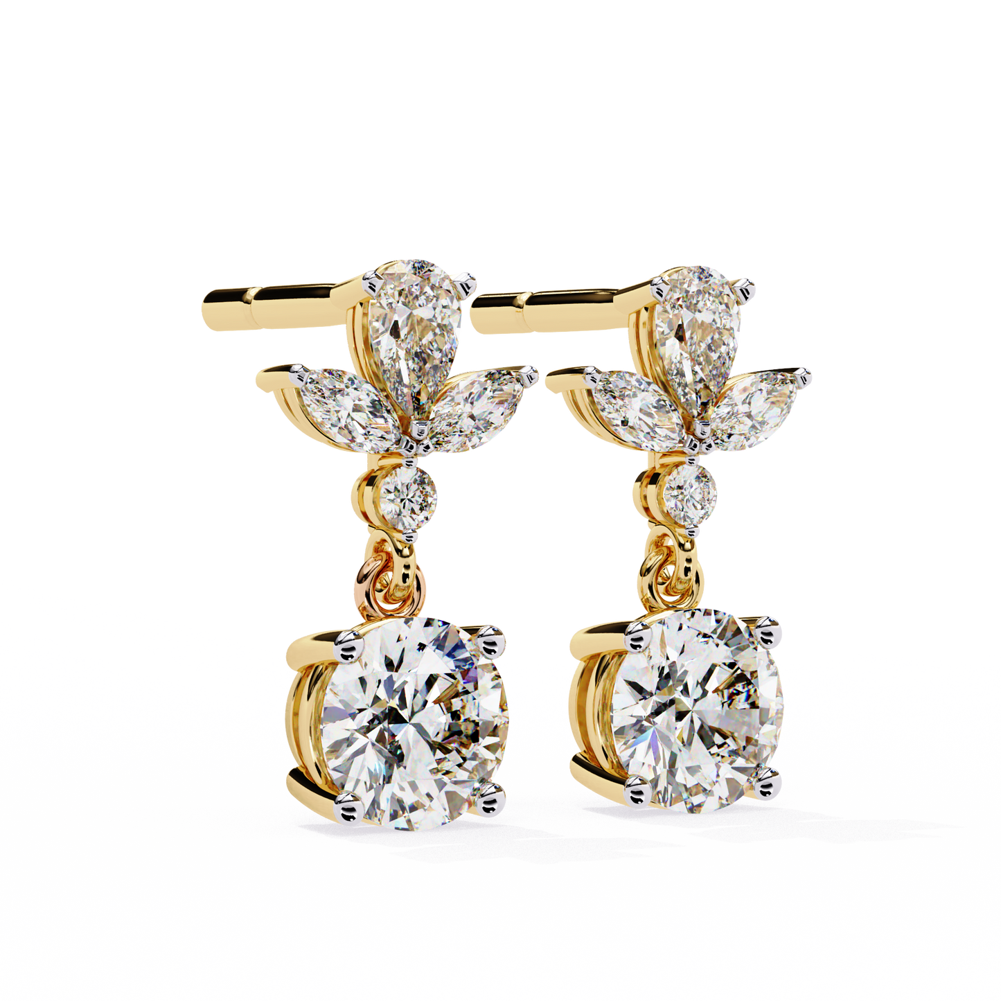 Dangler Drop Round Earring Yellow