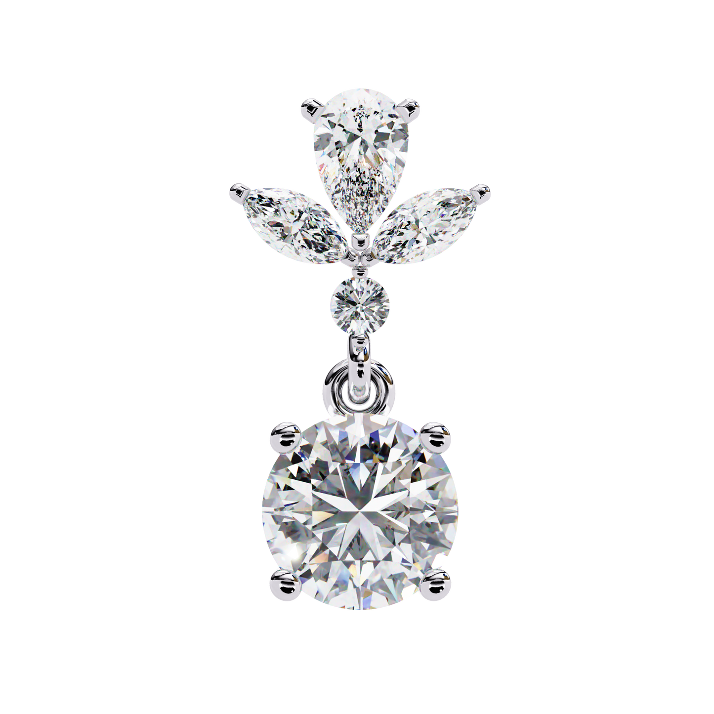 Dangler Drop Round Earring White