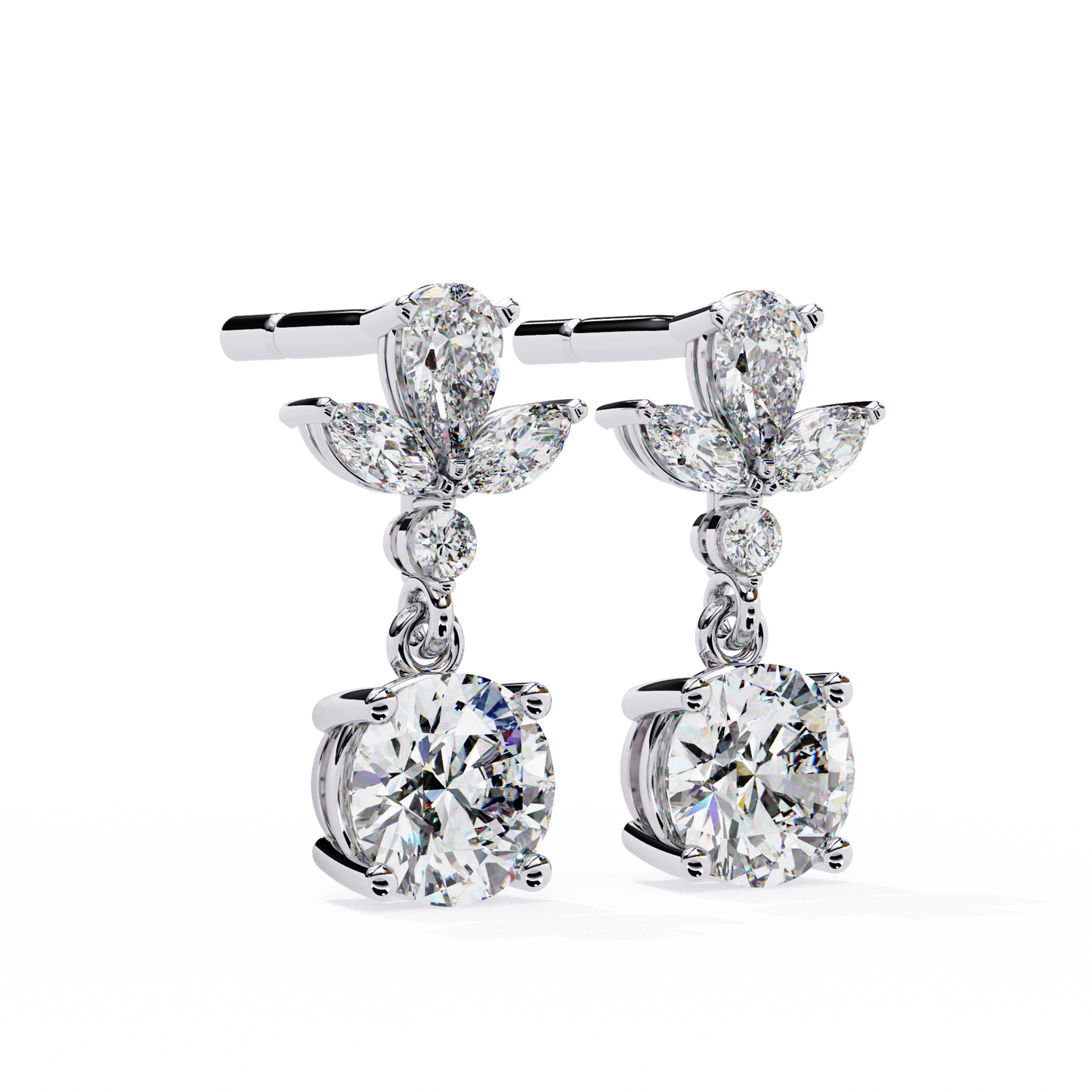 Dangler Drop Round Earring White