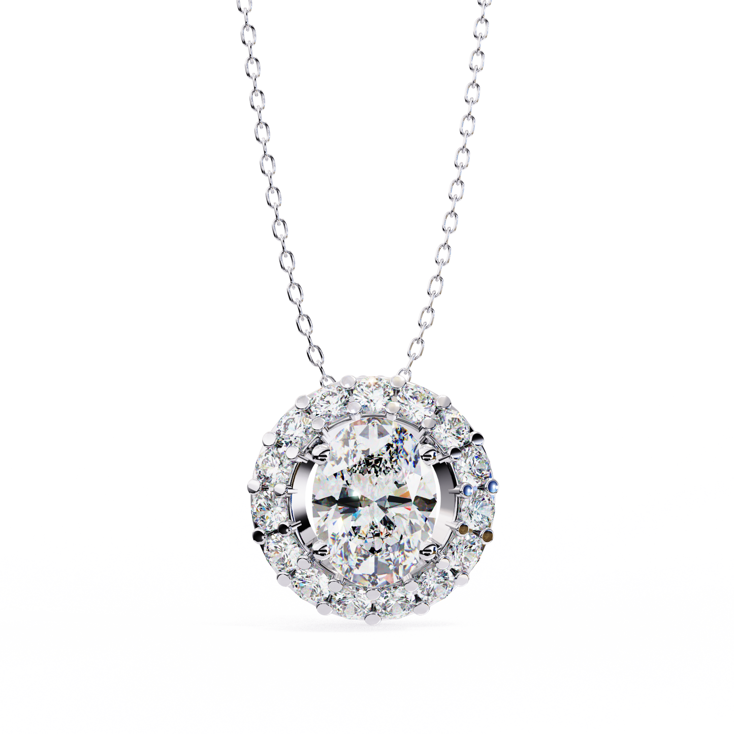 Oval Solitaire White Pendant