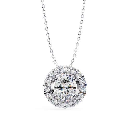 Oval Solitaire White Pendant