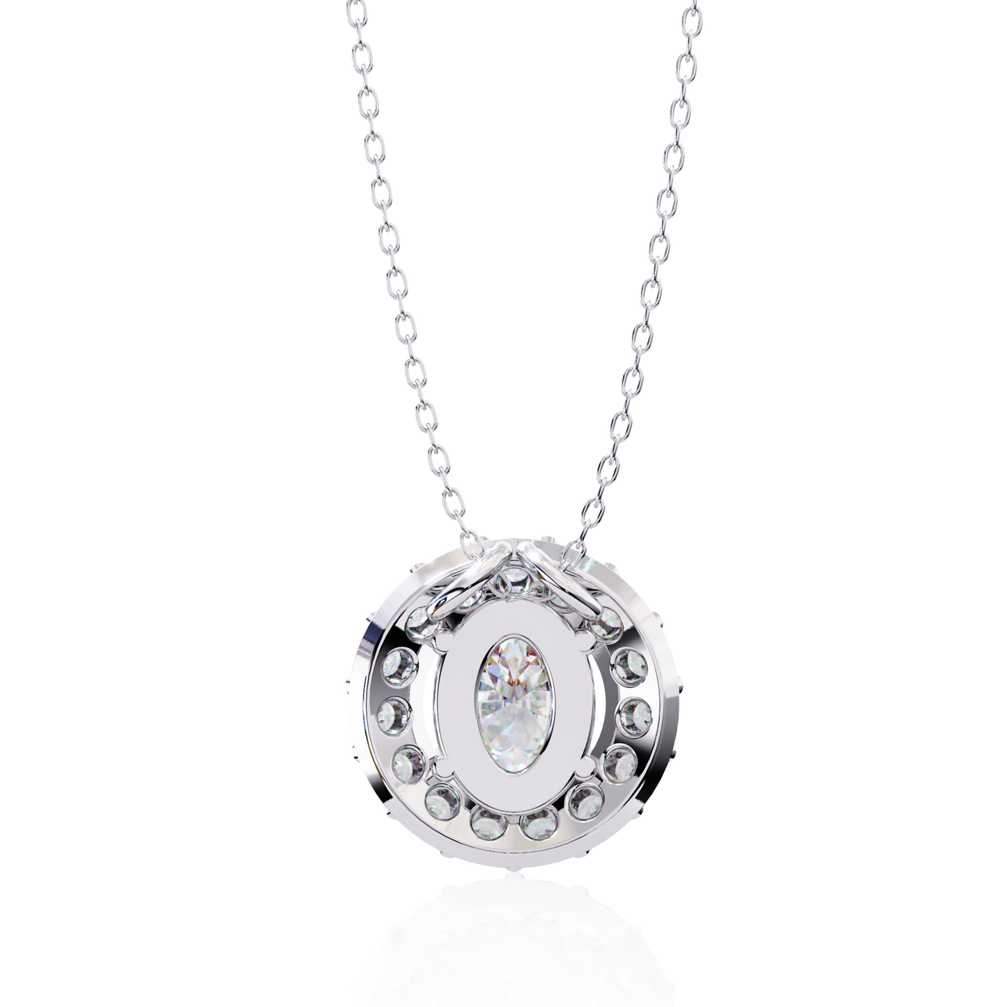 Oval Solitaire White Pendant