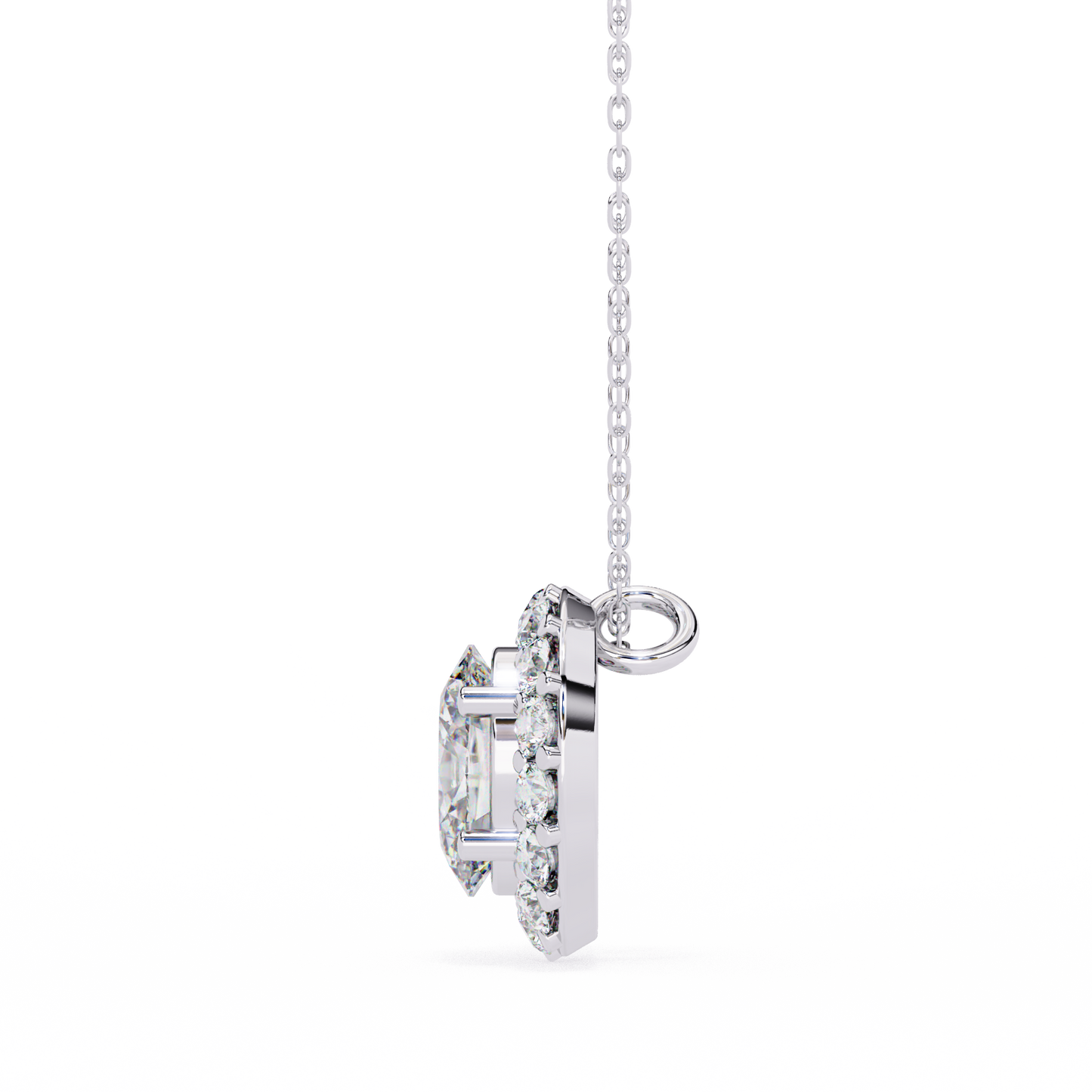 Oval Solitaire White Pendant