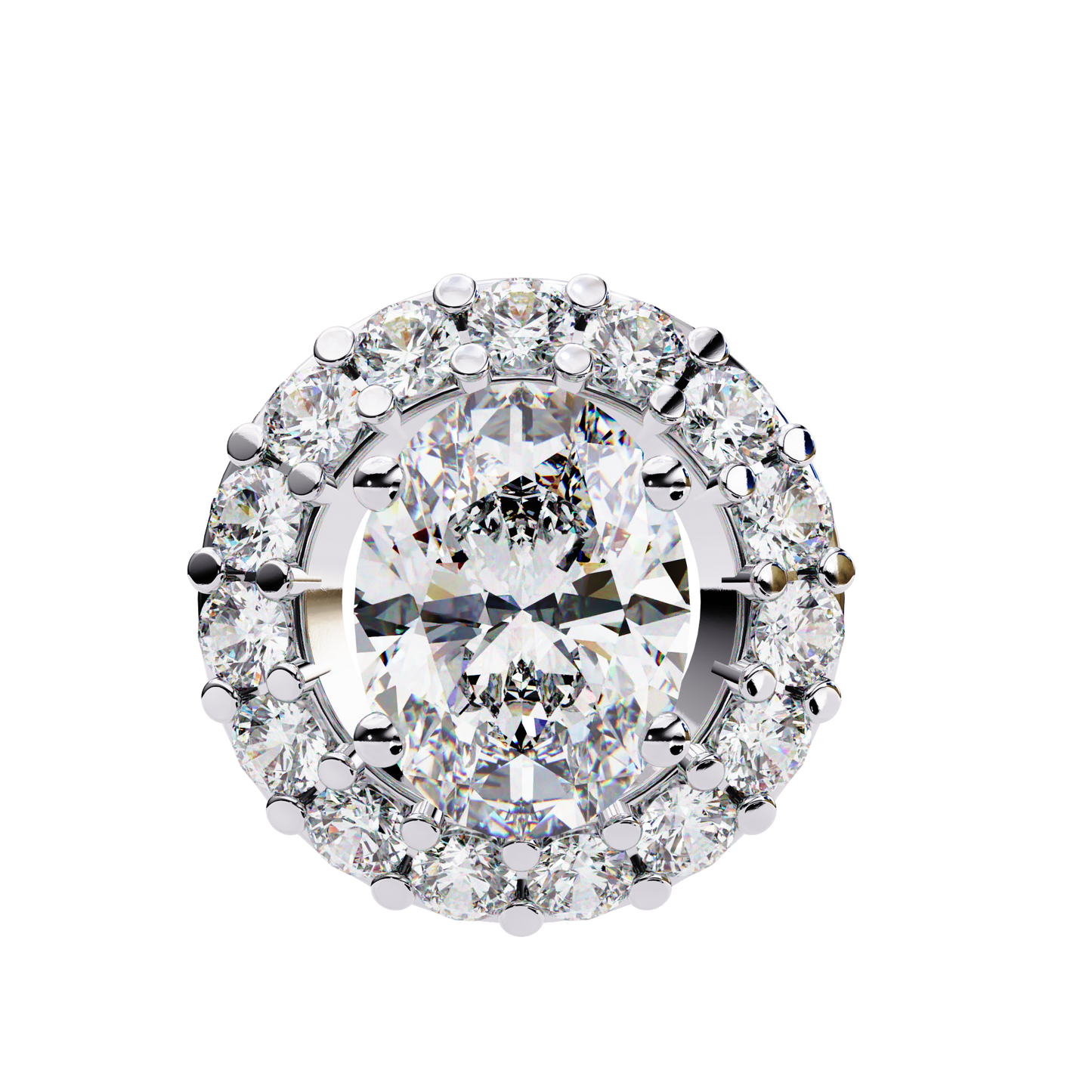 Oval Solitaire White Pendant
