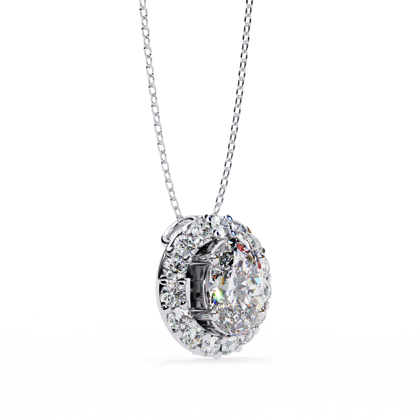 Oval Solitaire White Pendant