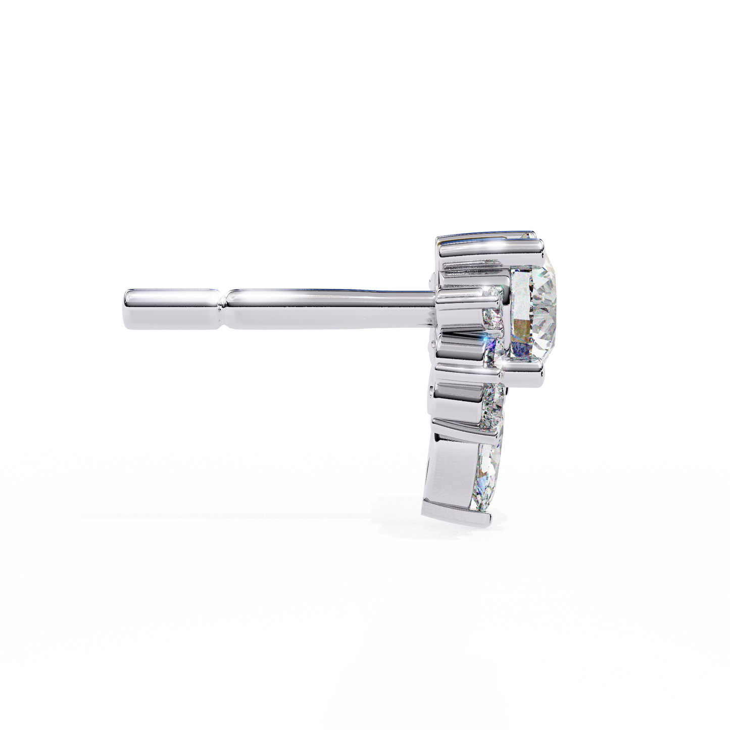 Luxe Circle Solitaire Earring White