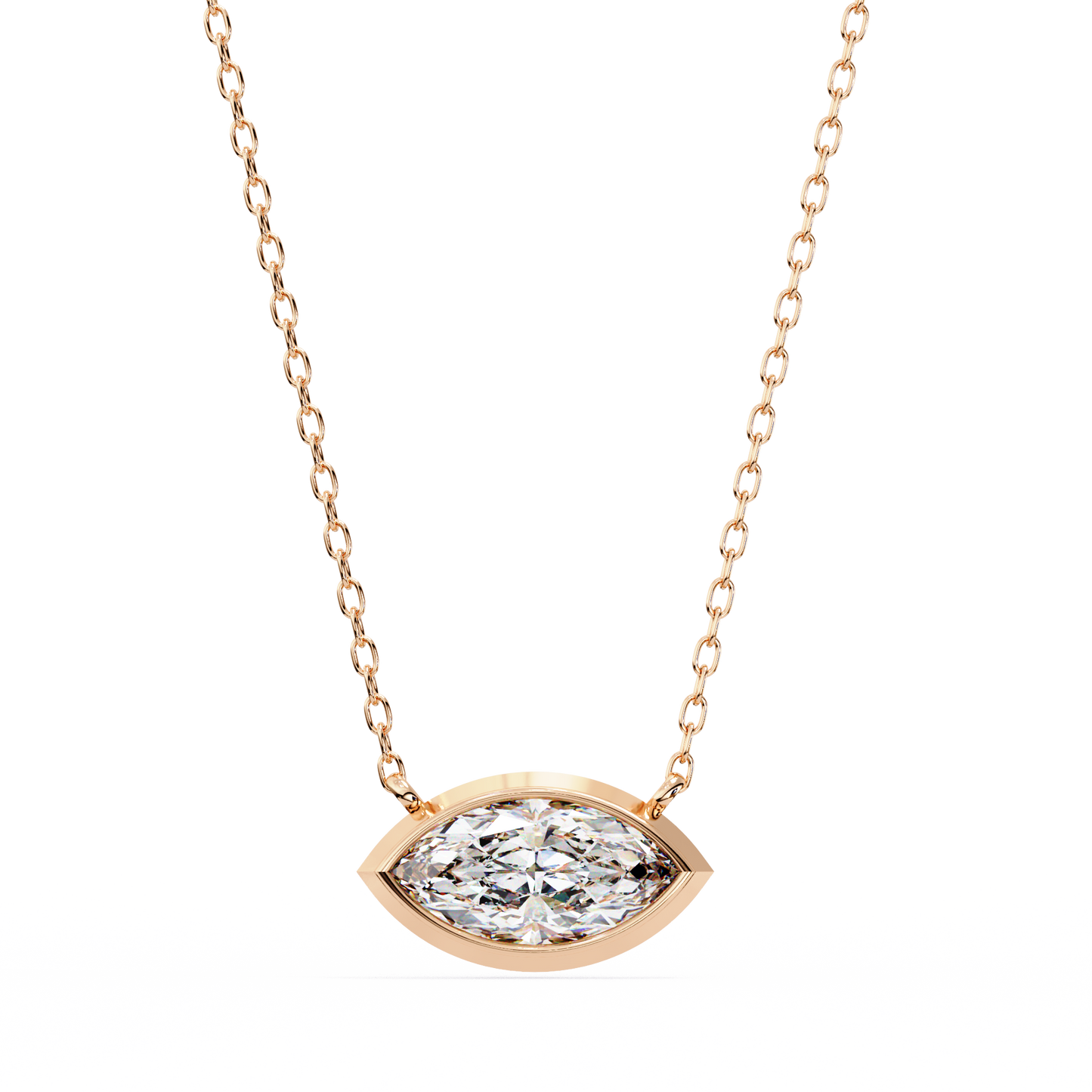 Marquise Halo Solitaire Pendant Rose