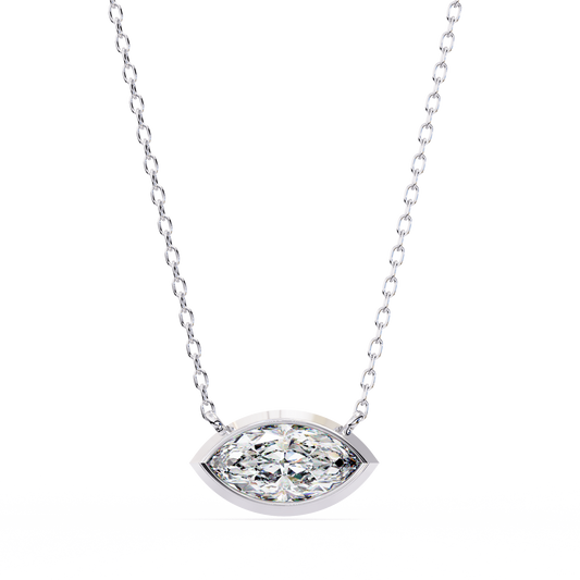 Marquise Halo Solitaire Pendant White