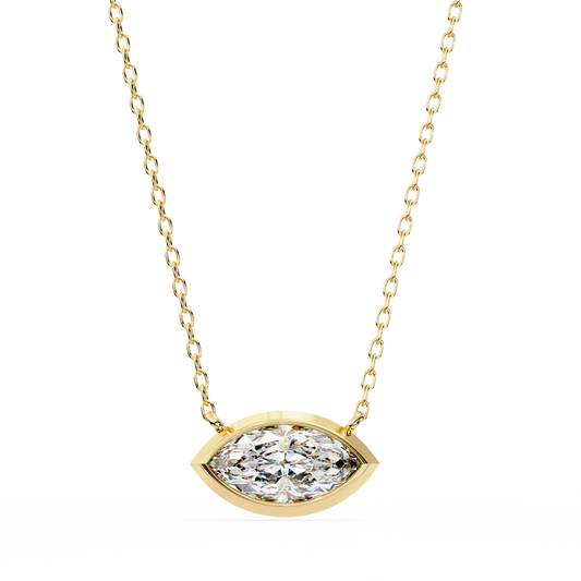 Marquise Halo Solitaire Pendant Yellow