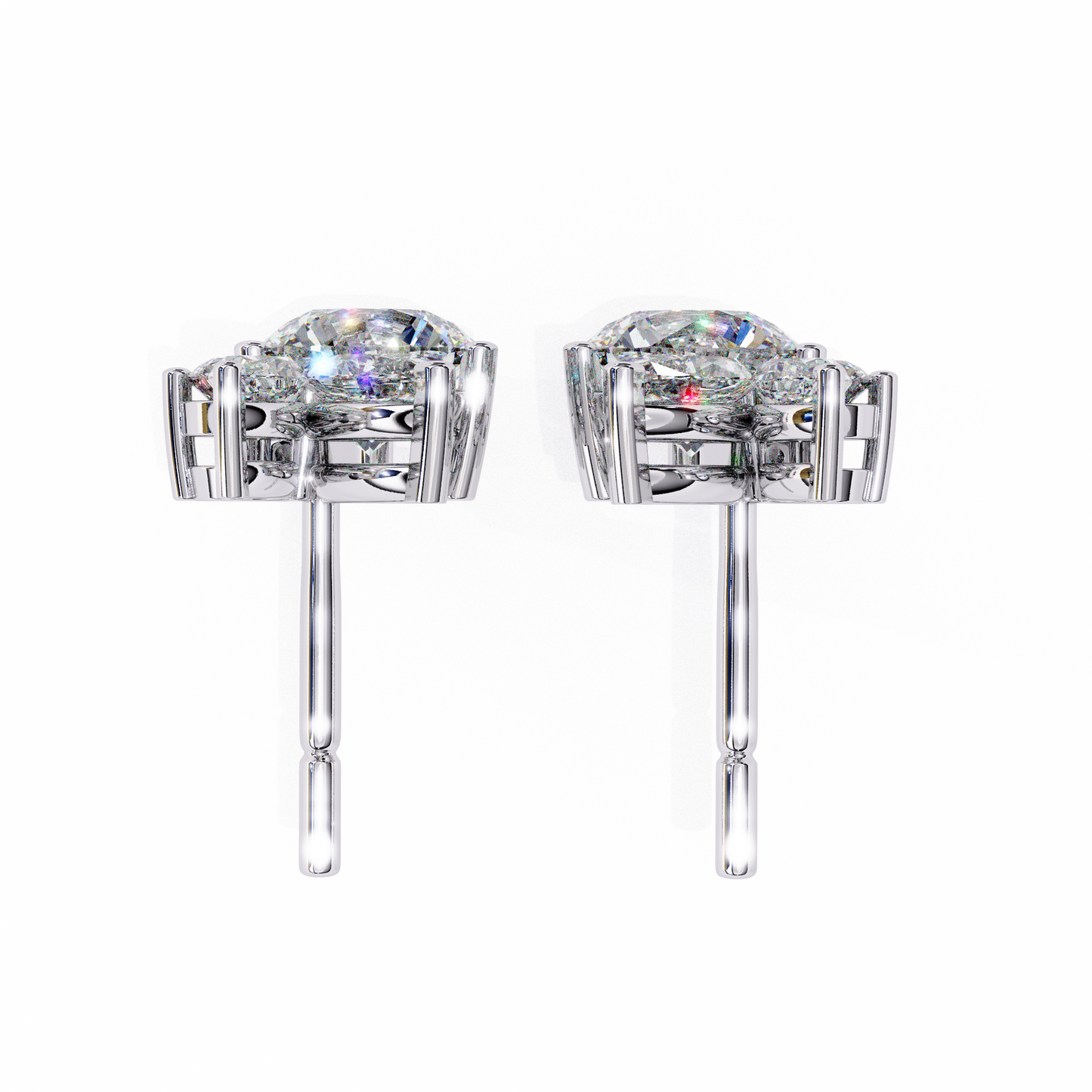 Round Designer Earring White