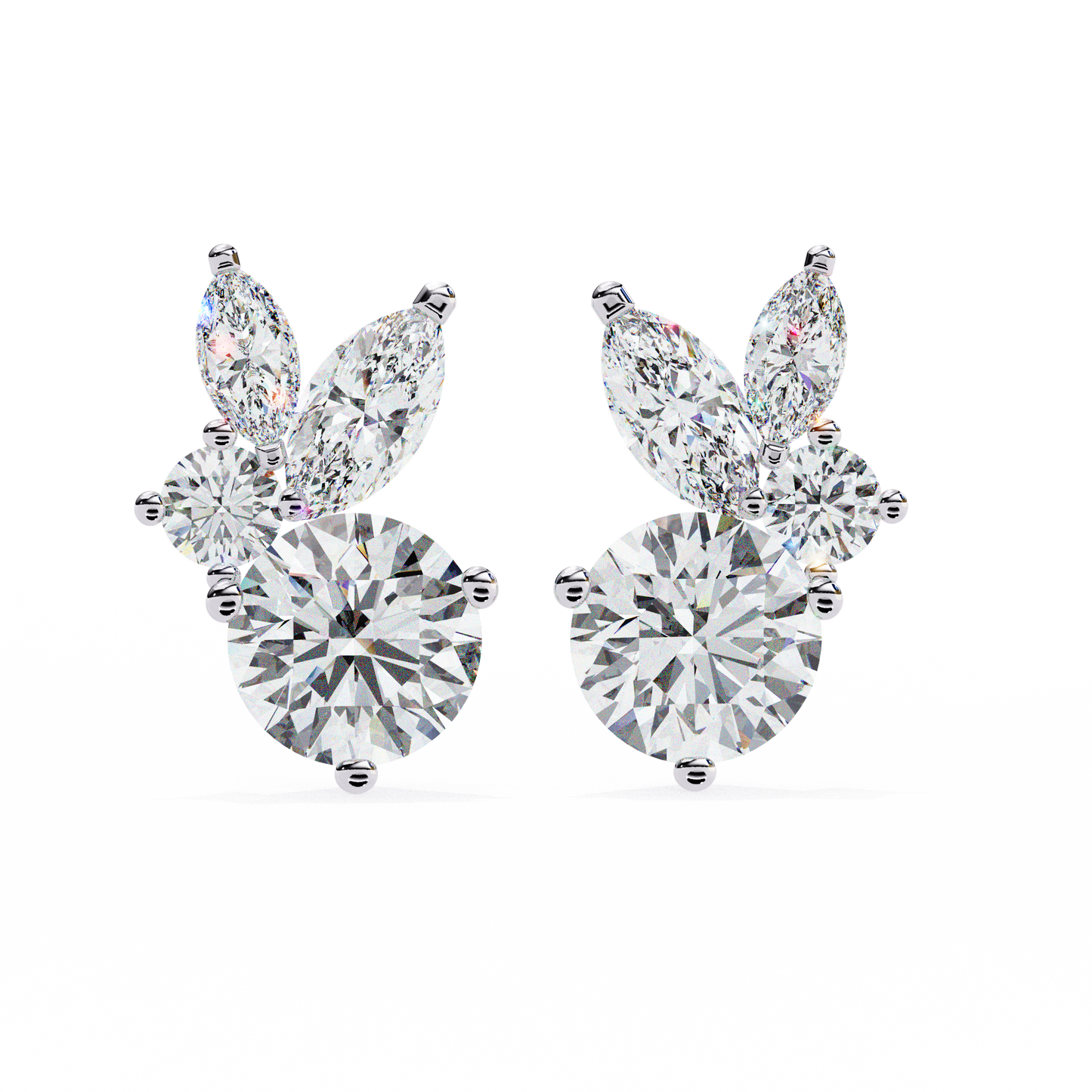 Round Designer Earring White