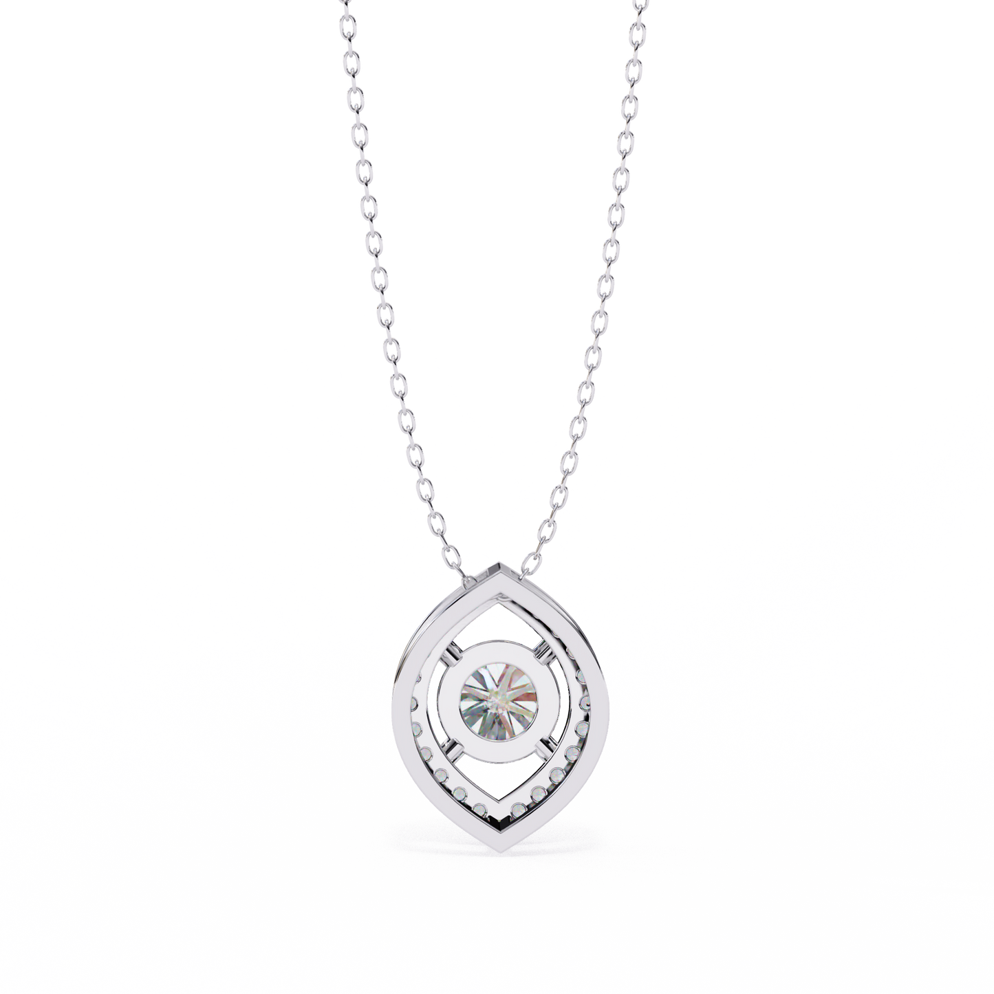 Halo of Elegance Round Pendant White