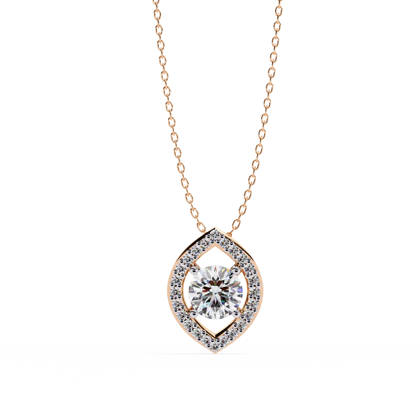 Halo of Elegance Round Pendant Rose