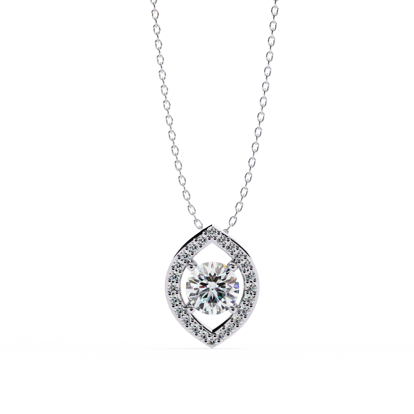 Halo of Elegance Round Pendant White