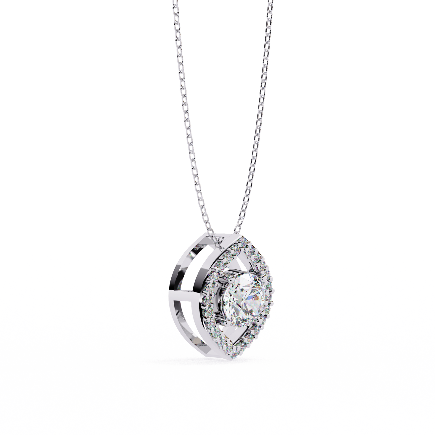 Halo of Elegance Round Pendant White