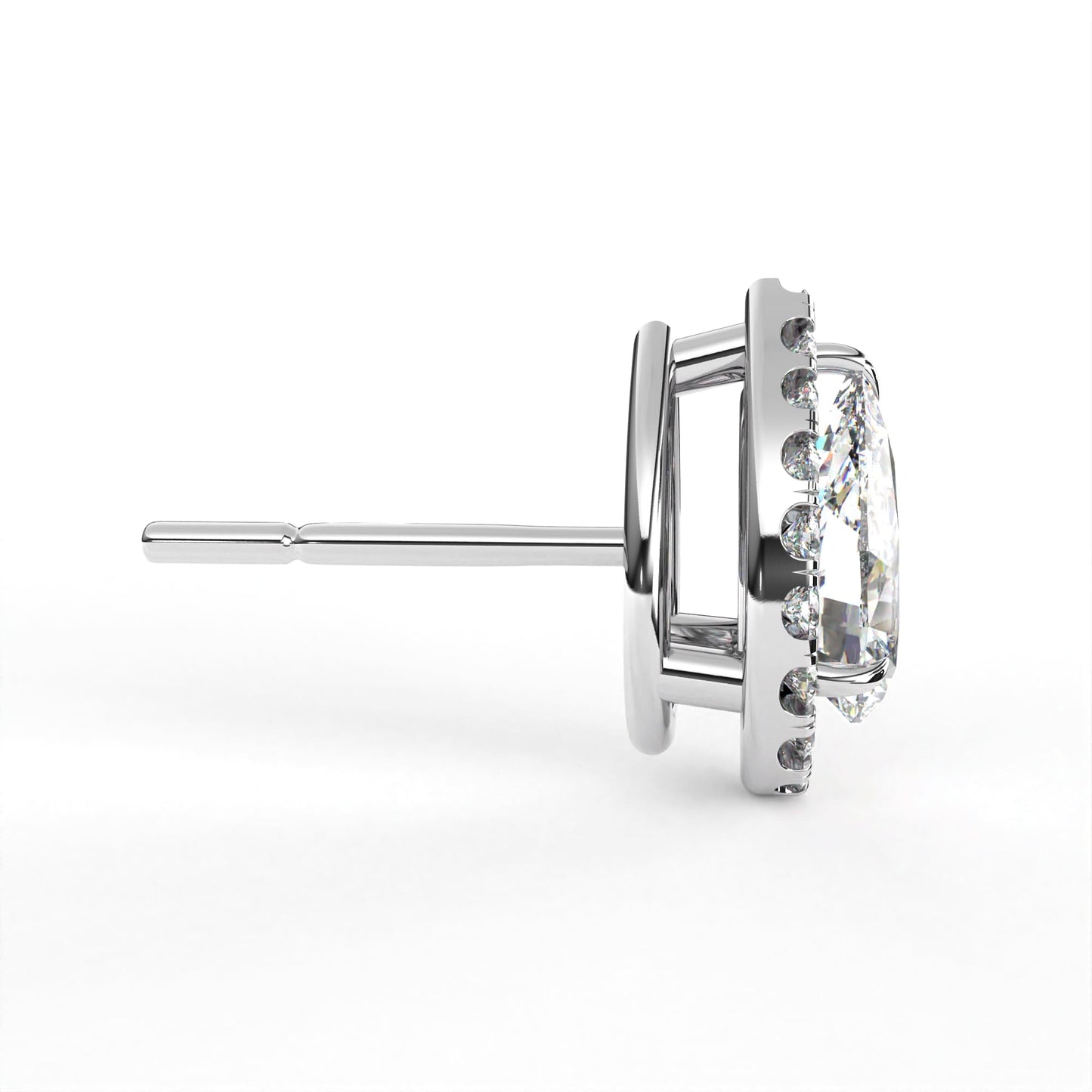Pear Halo Solitaire White Earring