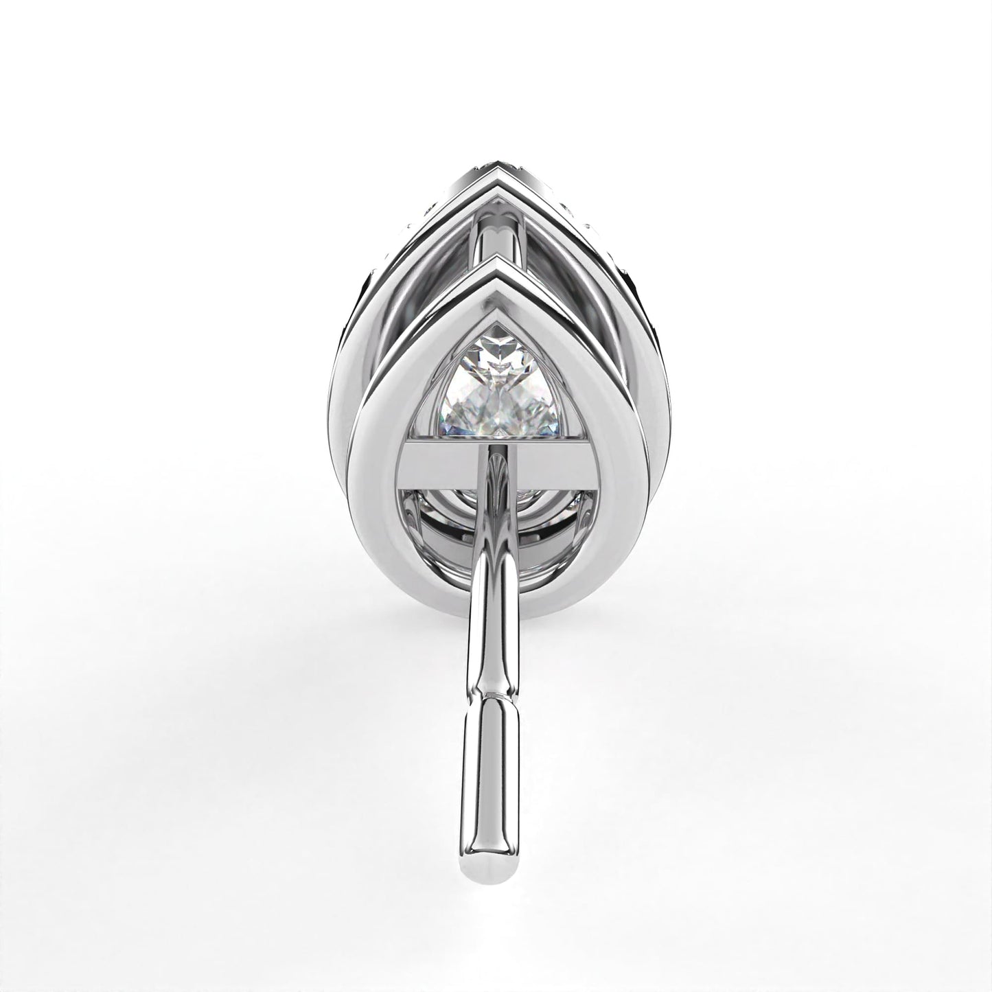Pear Halo Solitaire White Earring