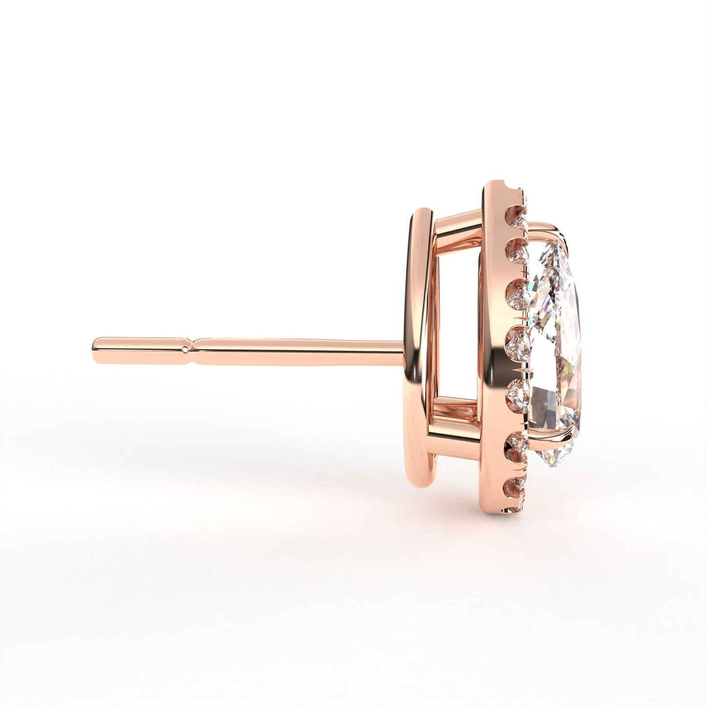 Pear Halo Solitaire Rose Earring