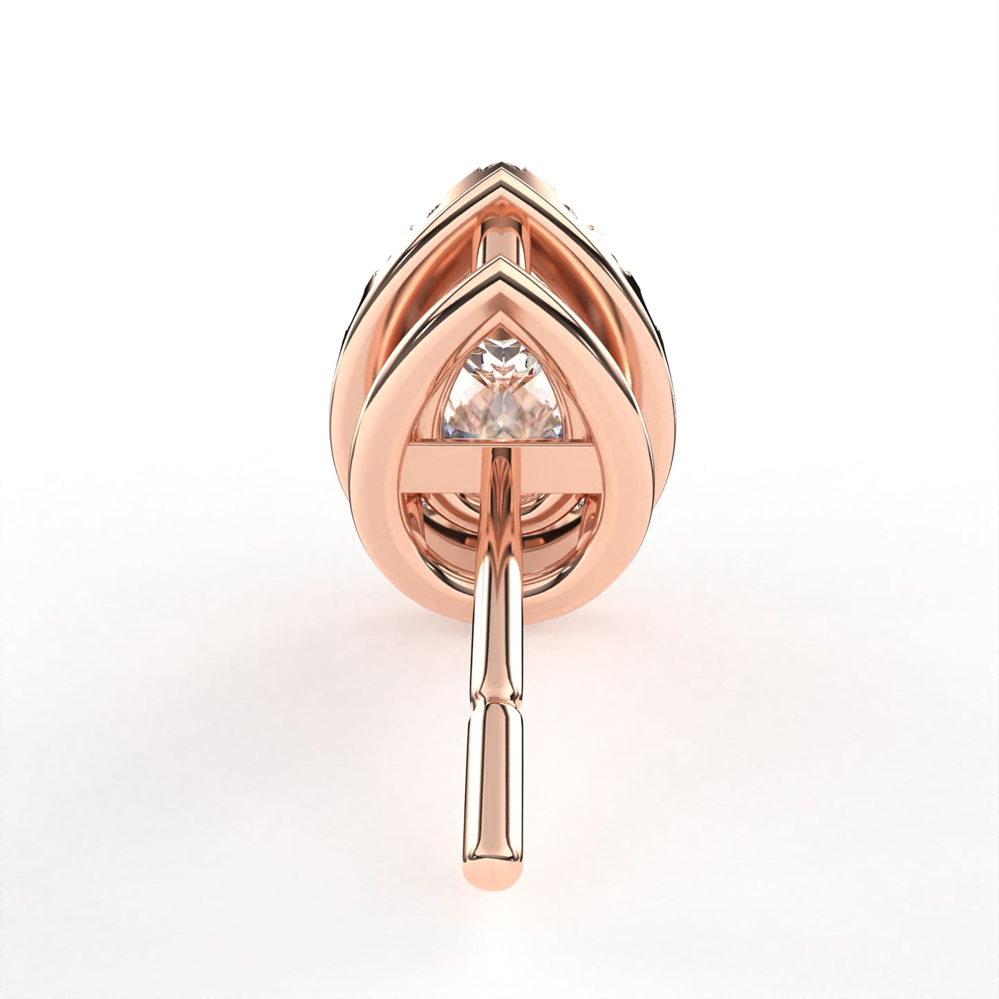 Pear Halo Solitaire Rose Earring