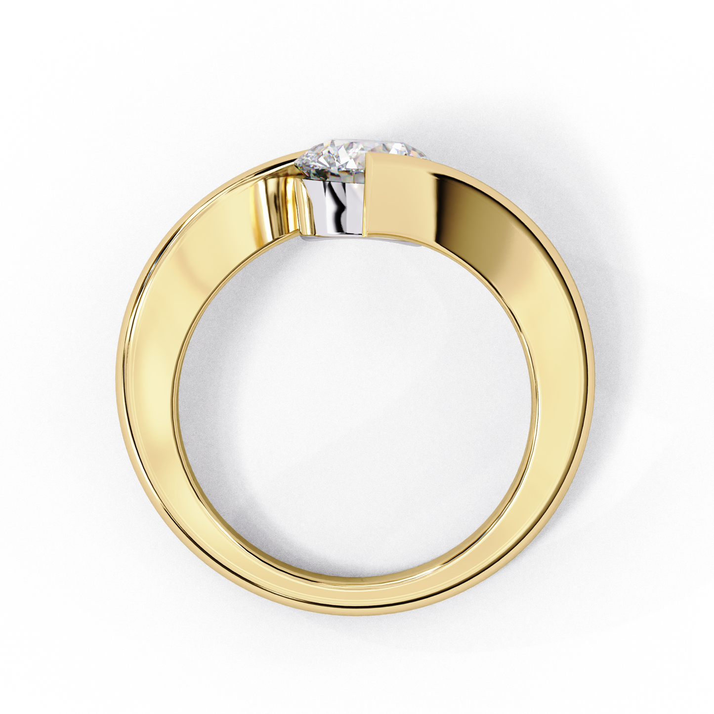 Criss Cross Round Engagement Ring Yellow