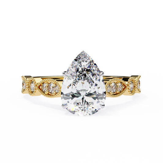 Pear Engagement Band Ring Yellow