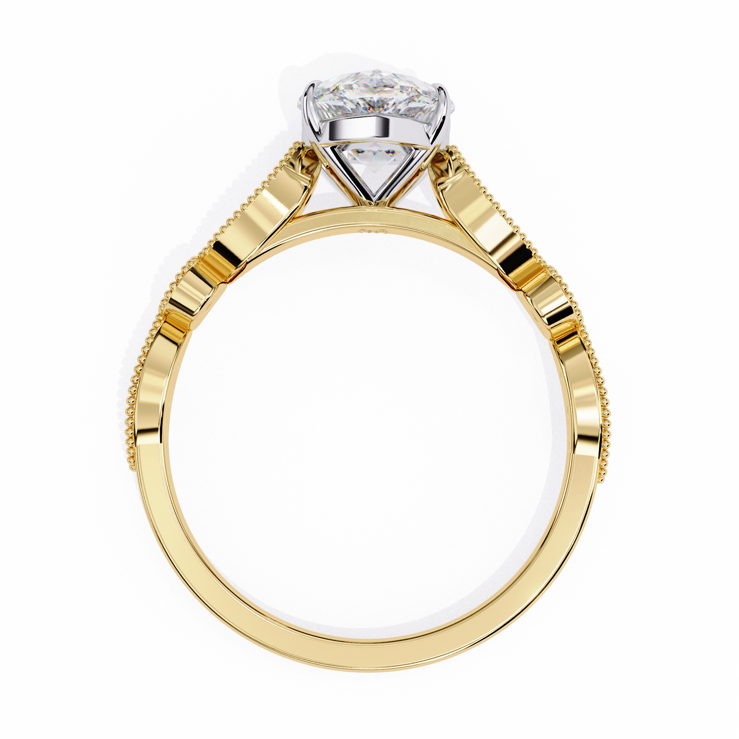 Pear Engagement Band Ring Yellow