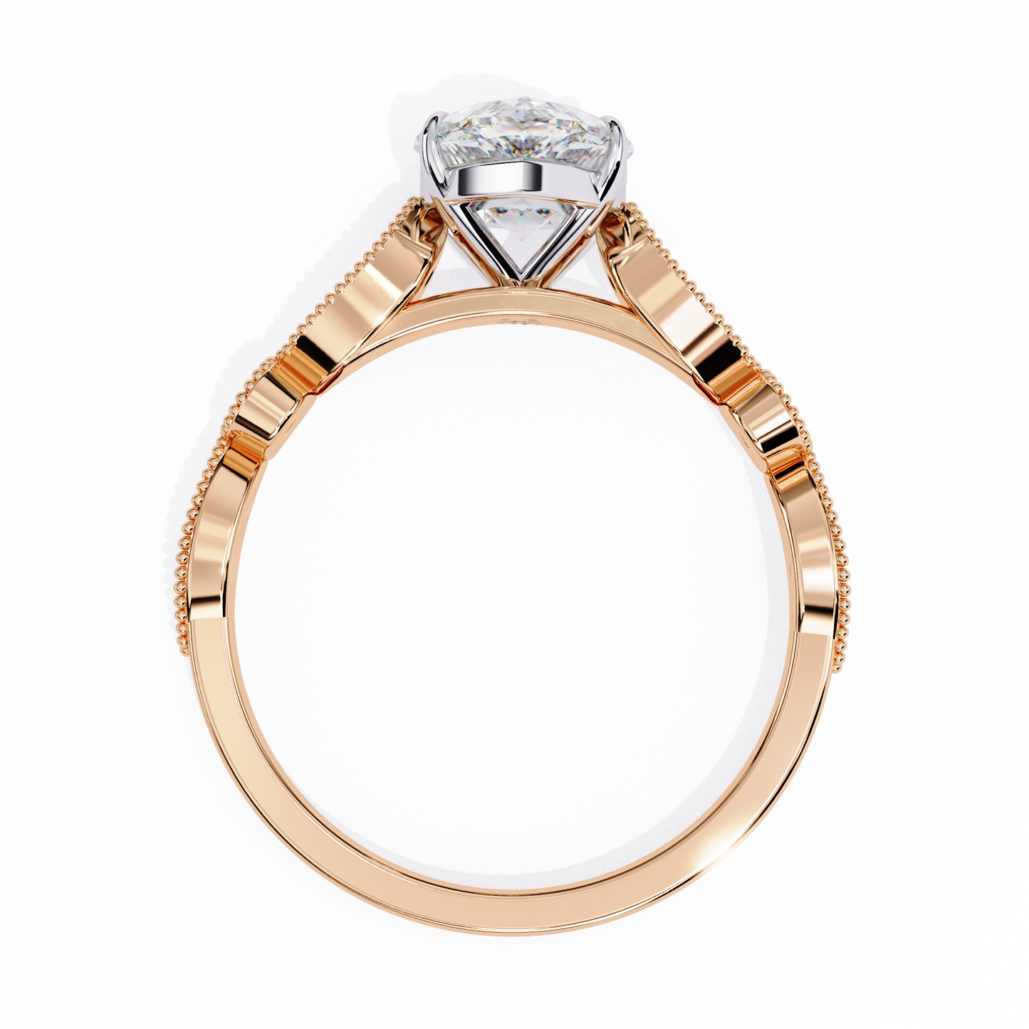 Pear Engagement Band Ring Rose