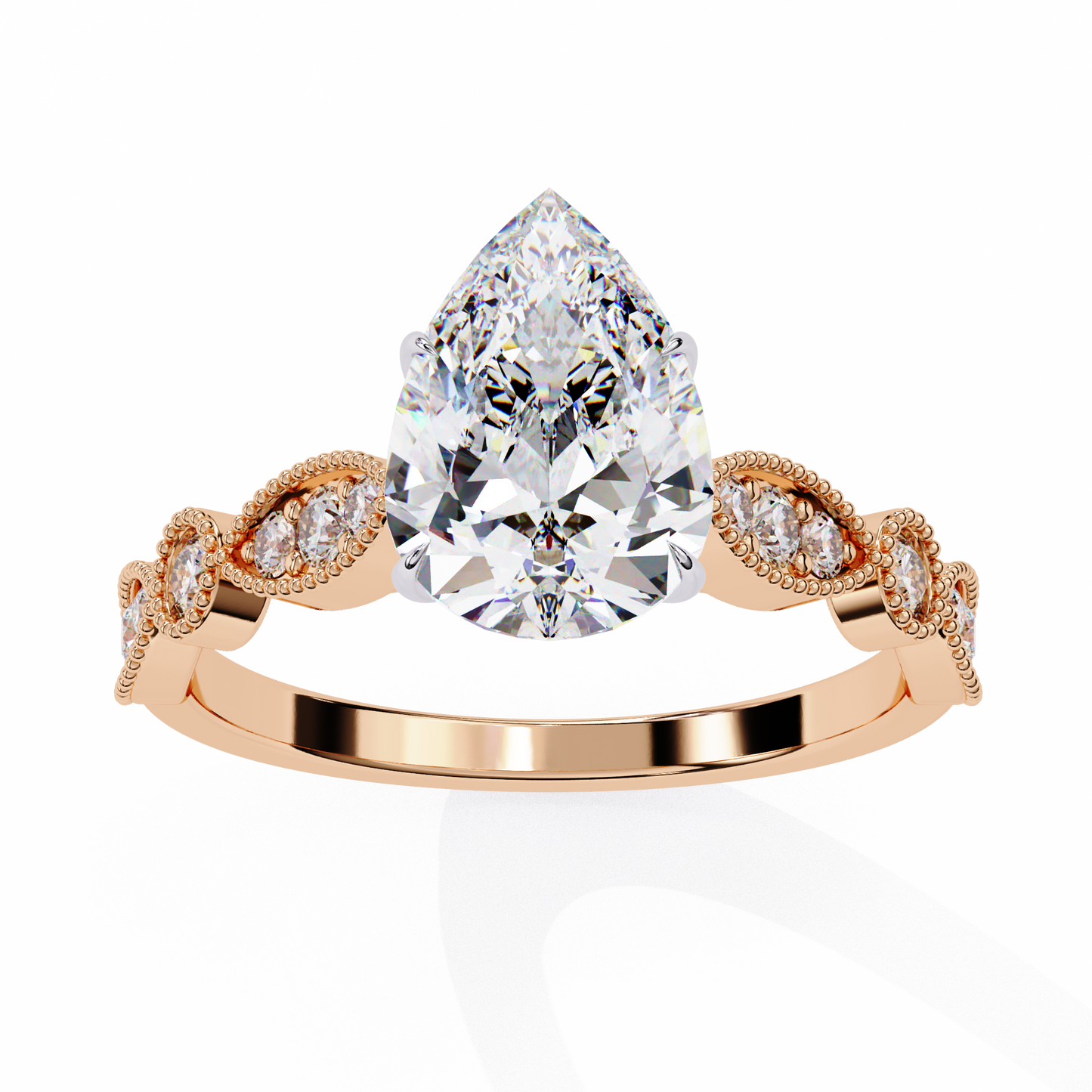 Pear Engagement Band Ring Rose