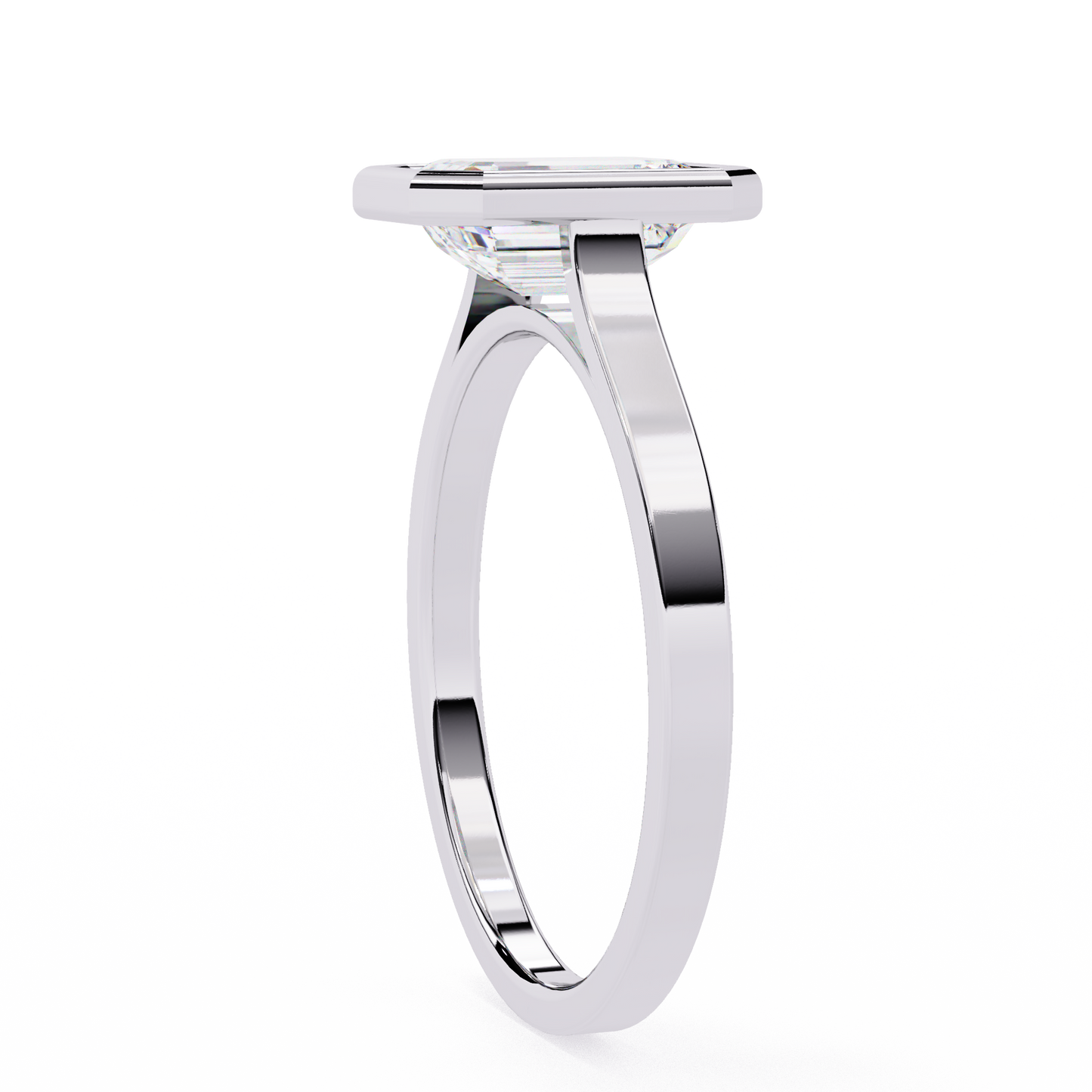 Bezel Emerald Engagement Ring White