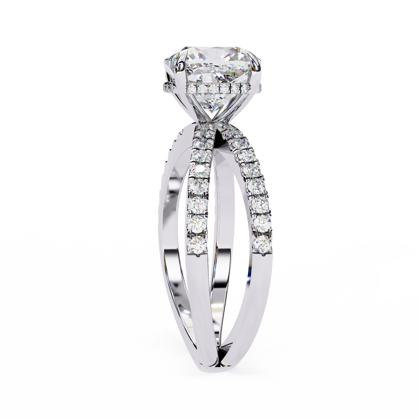 Cushion Criss Cross Engagement Ring White