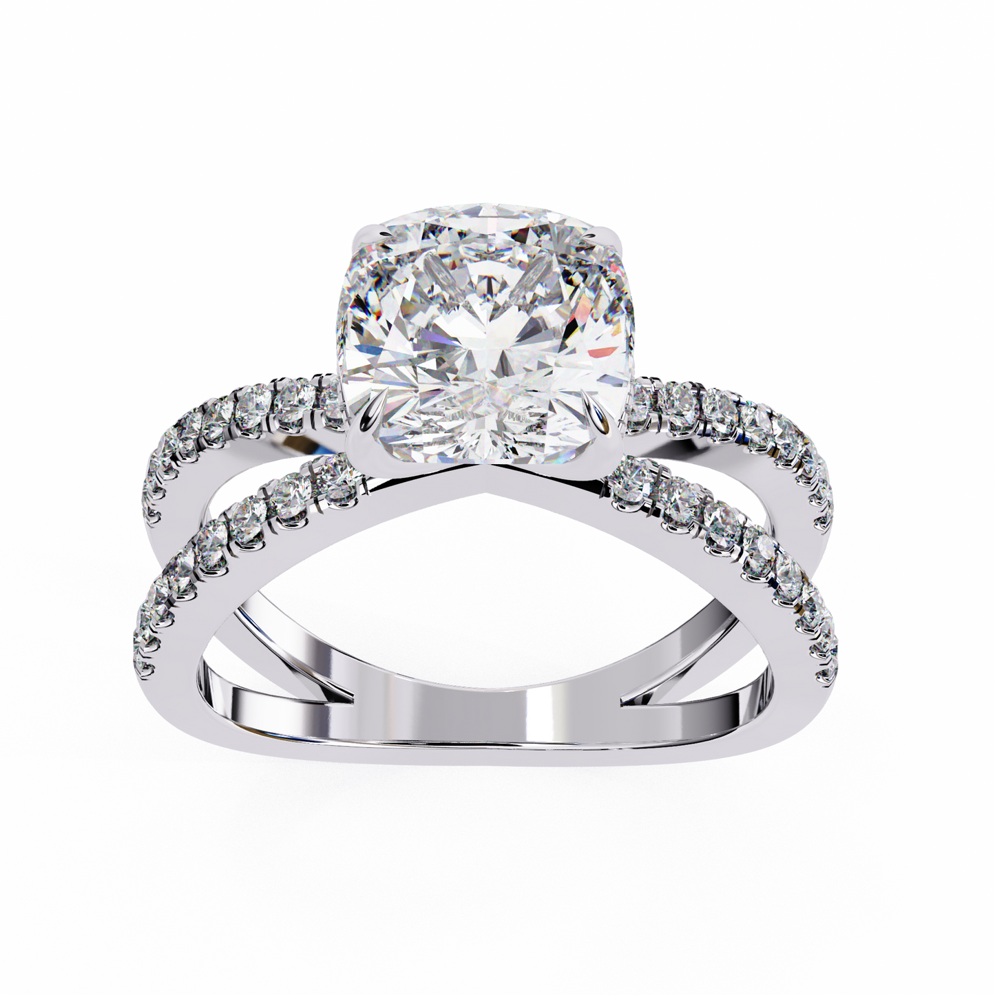 Cushion Criss Cross Engagement Ring White