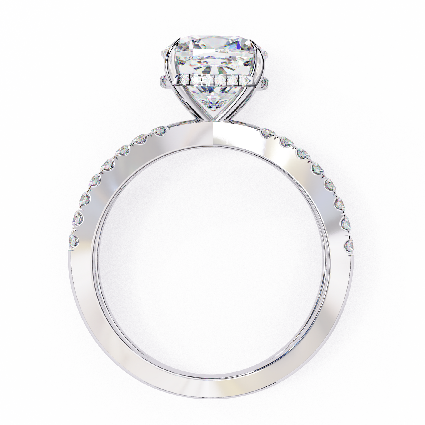 Cushion Criss Cross Engagement Ring White