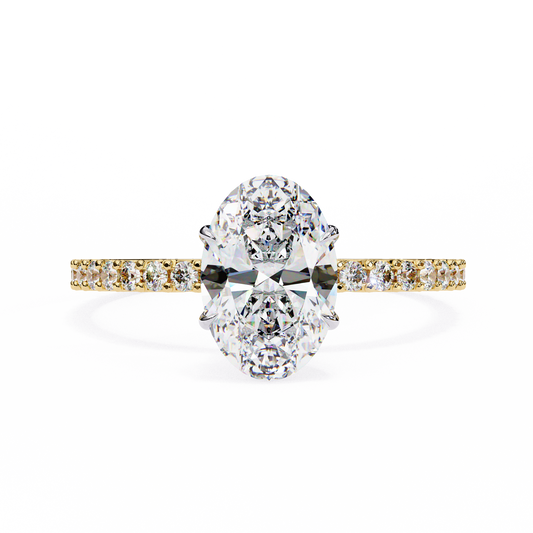 Oval Solitaire Halo Ring Yellow