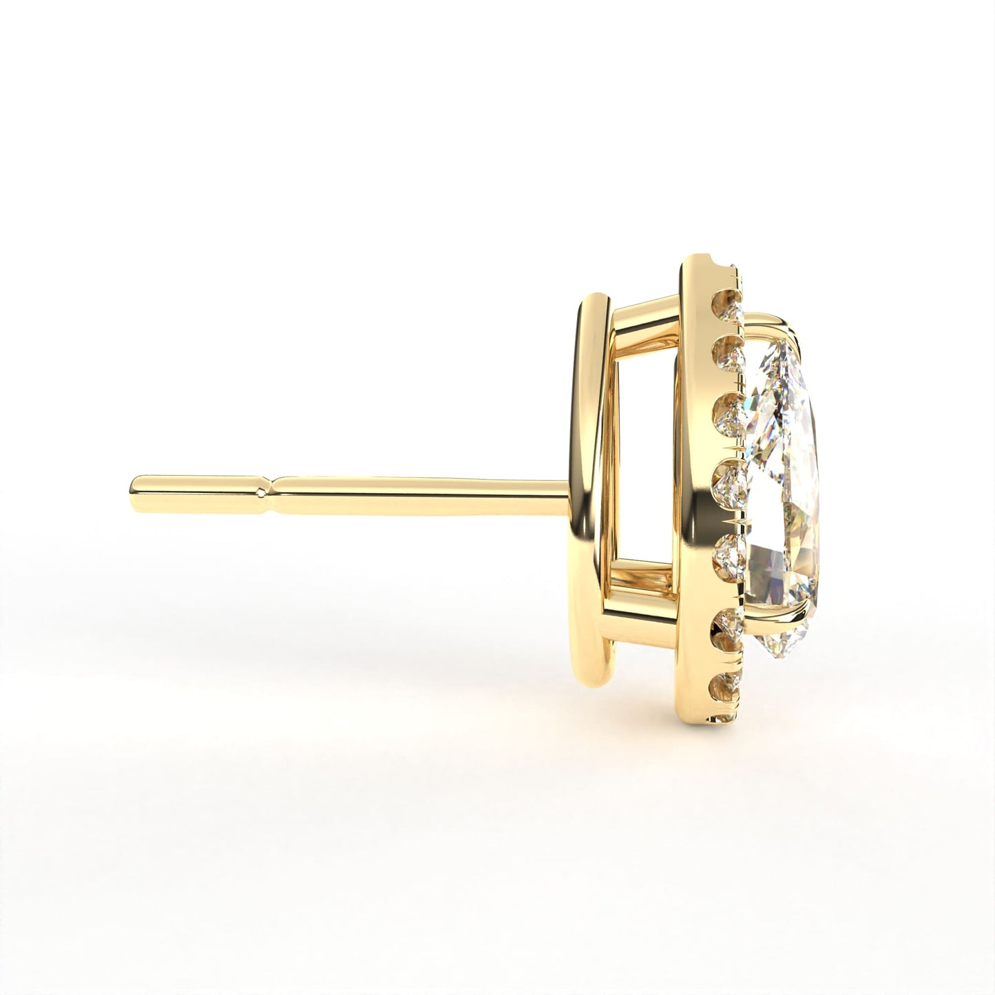 Pear Halo Solitaire Yellow Earring