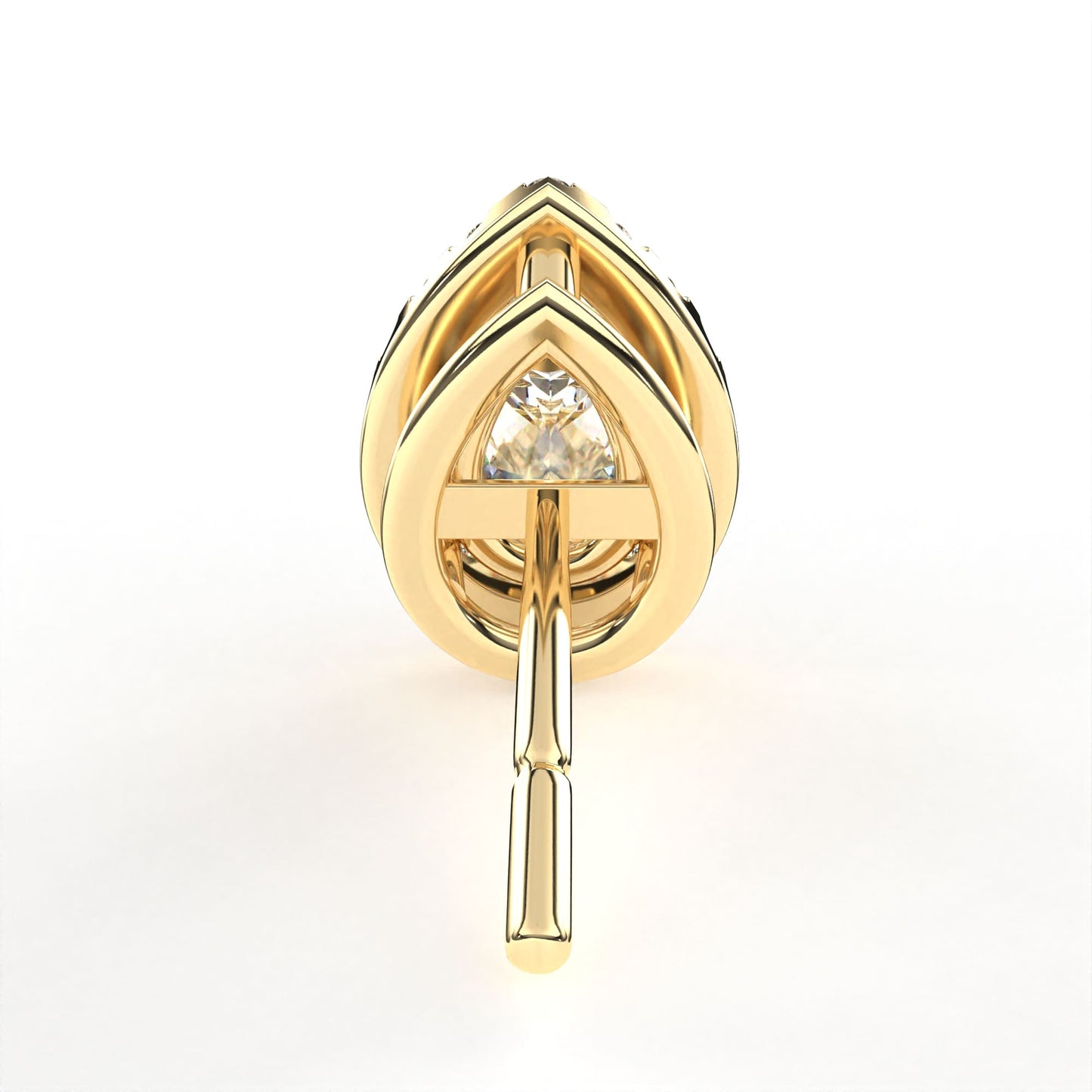 Pear Halo Solitaire Yellow Earring