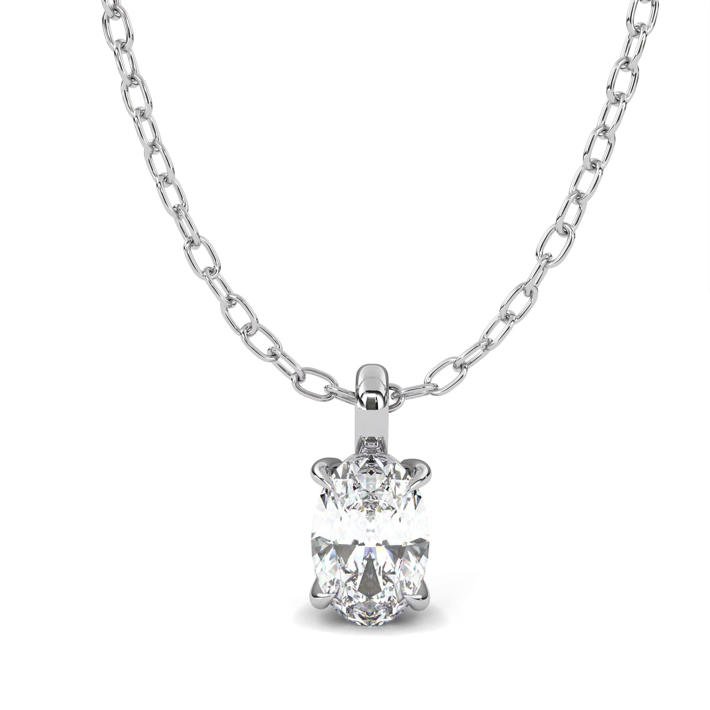 Oval Solitaire Pendent White